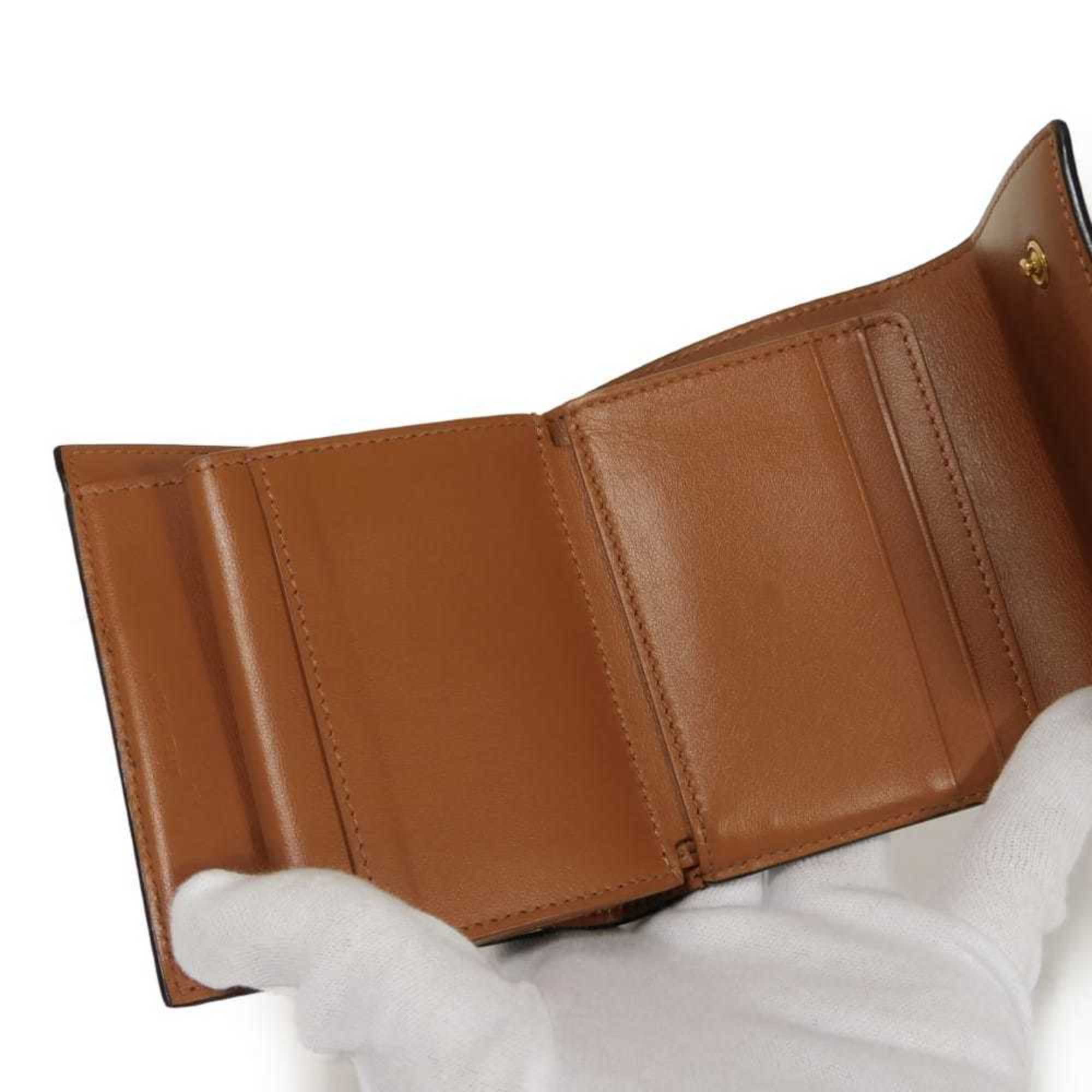 Celine Black Brown Coated Canvas Leather Wallet (Tri-Fold) (Pre-Owned)