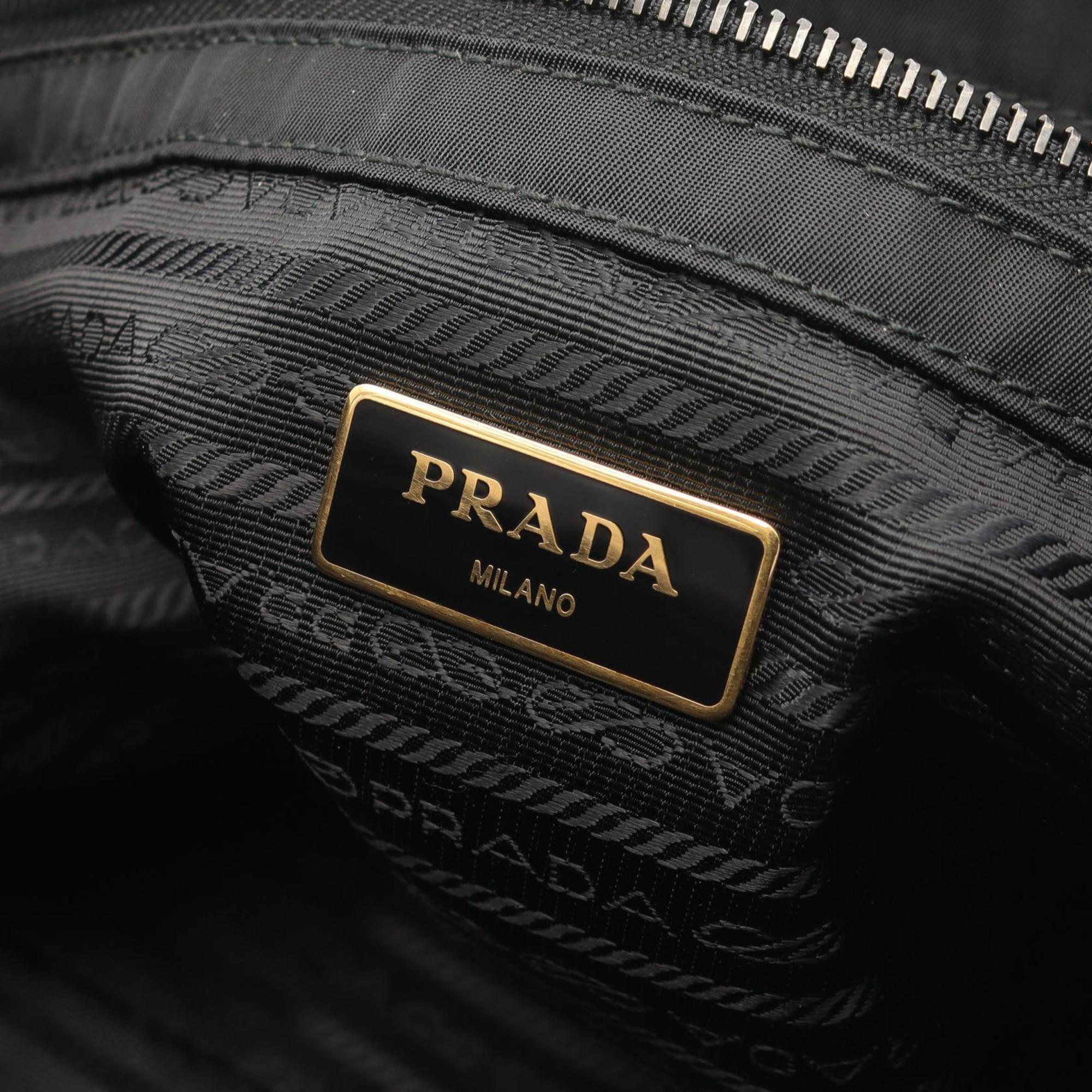 Prada Black Multi-Color Nylon Leather Tote Bag (Pre-Owned)