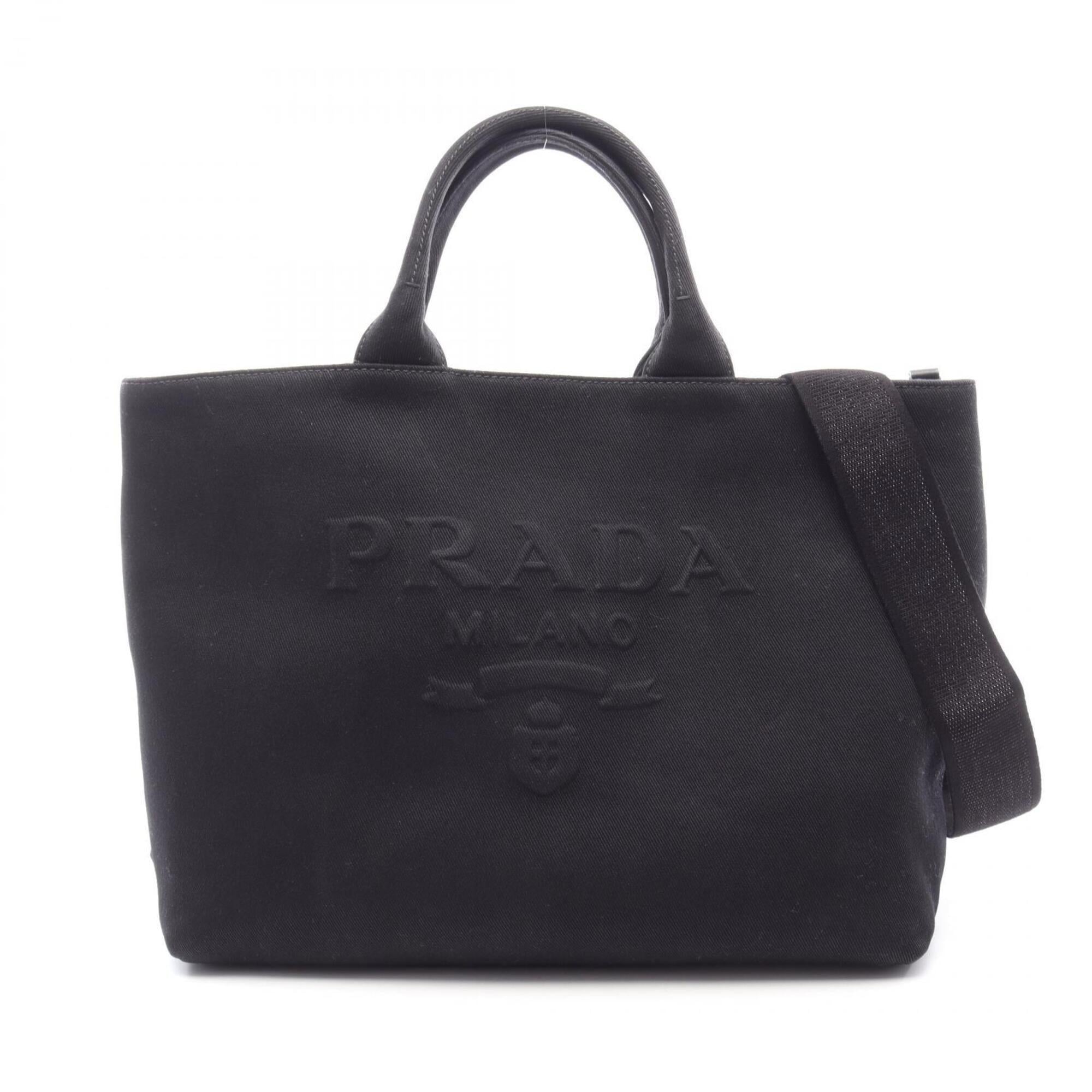 Prada Black Canvas Handbag Tote Bag (Pre-Owned)