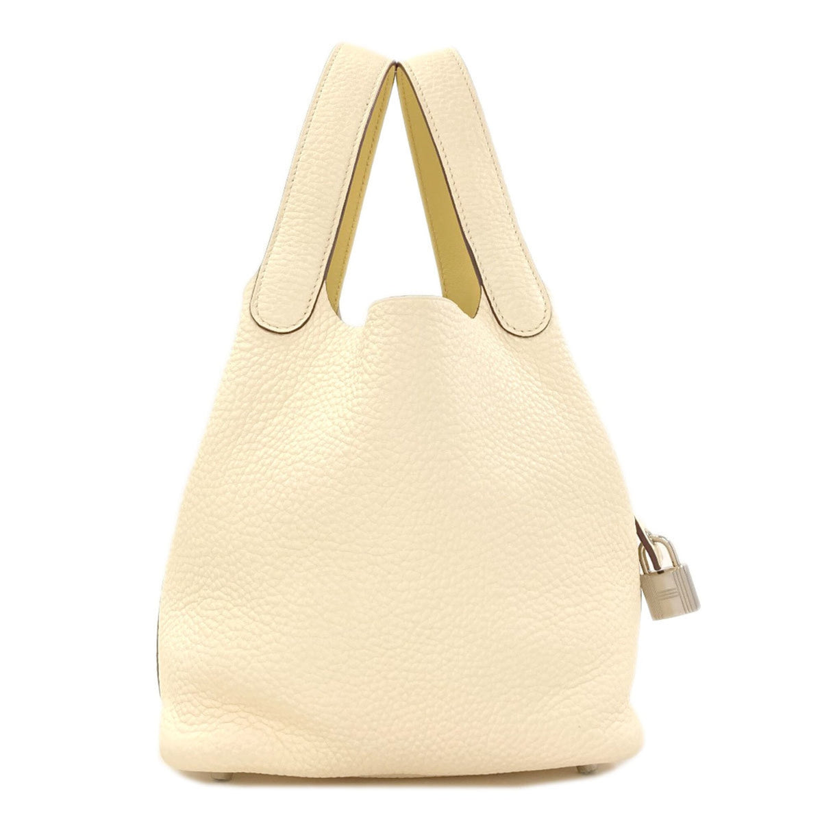 Hermes Picotin Cream Taurillon Clemence Leather Handbag (Pre-Owned)