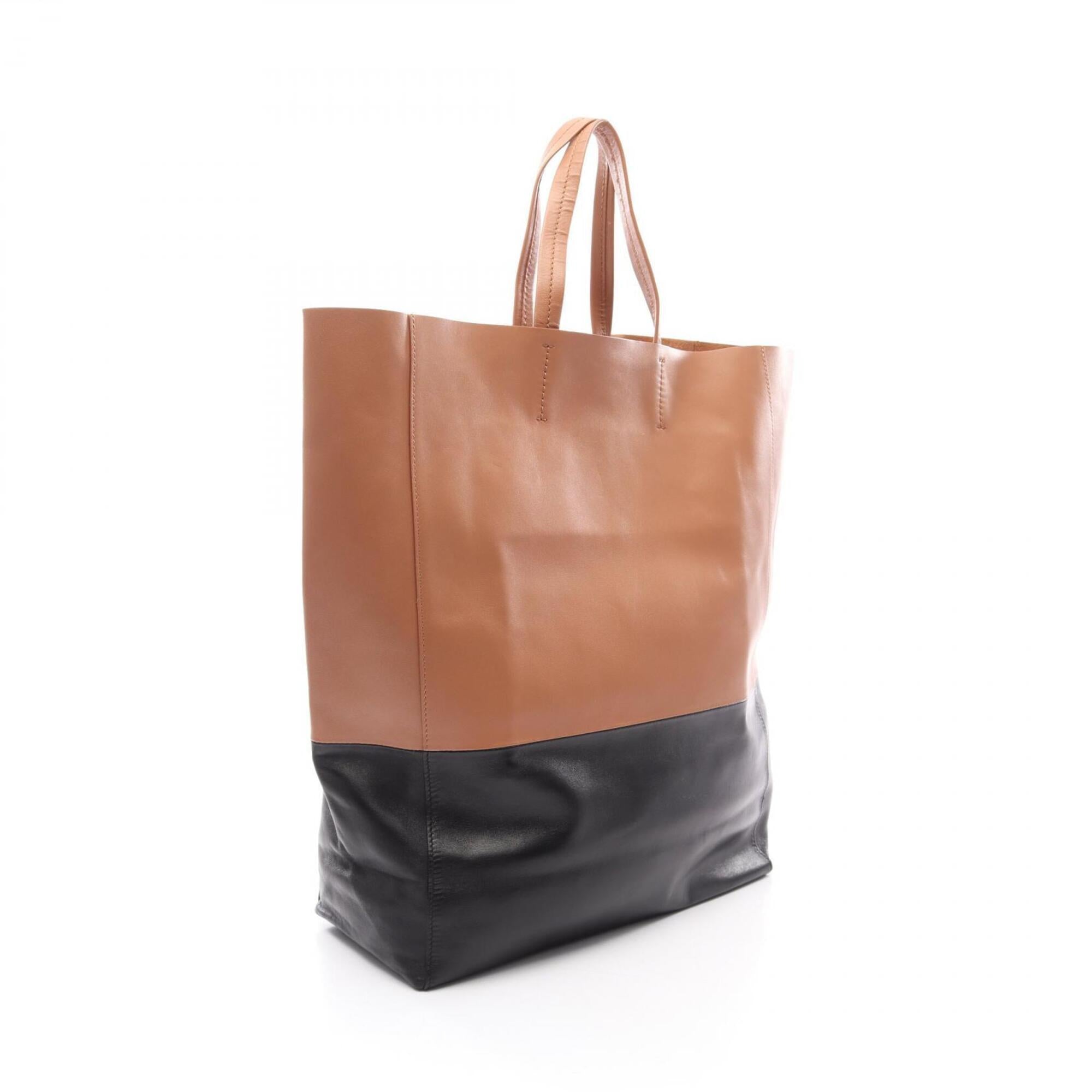 Celine Black Brown Leather Handbag Tote Bag (Pre-Owned)