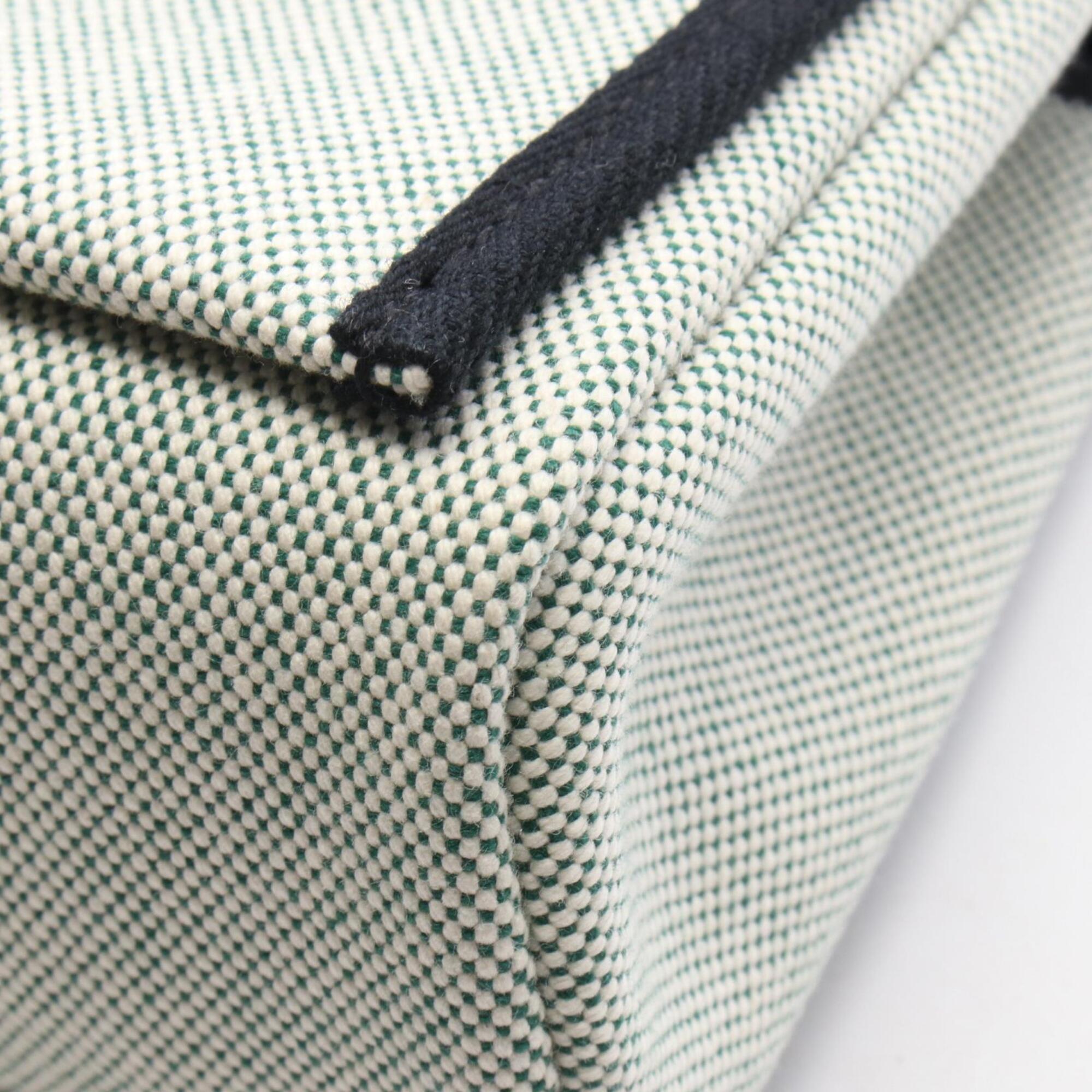 Hermes Black Green White Toile H Handbag Shoulder Bag (Pre-Owned)