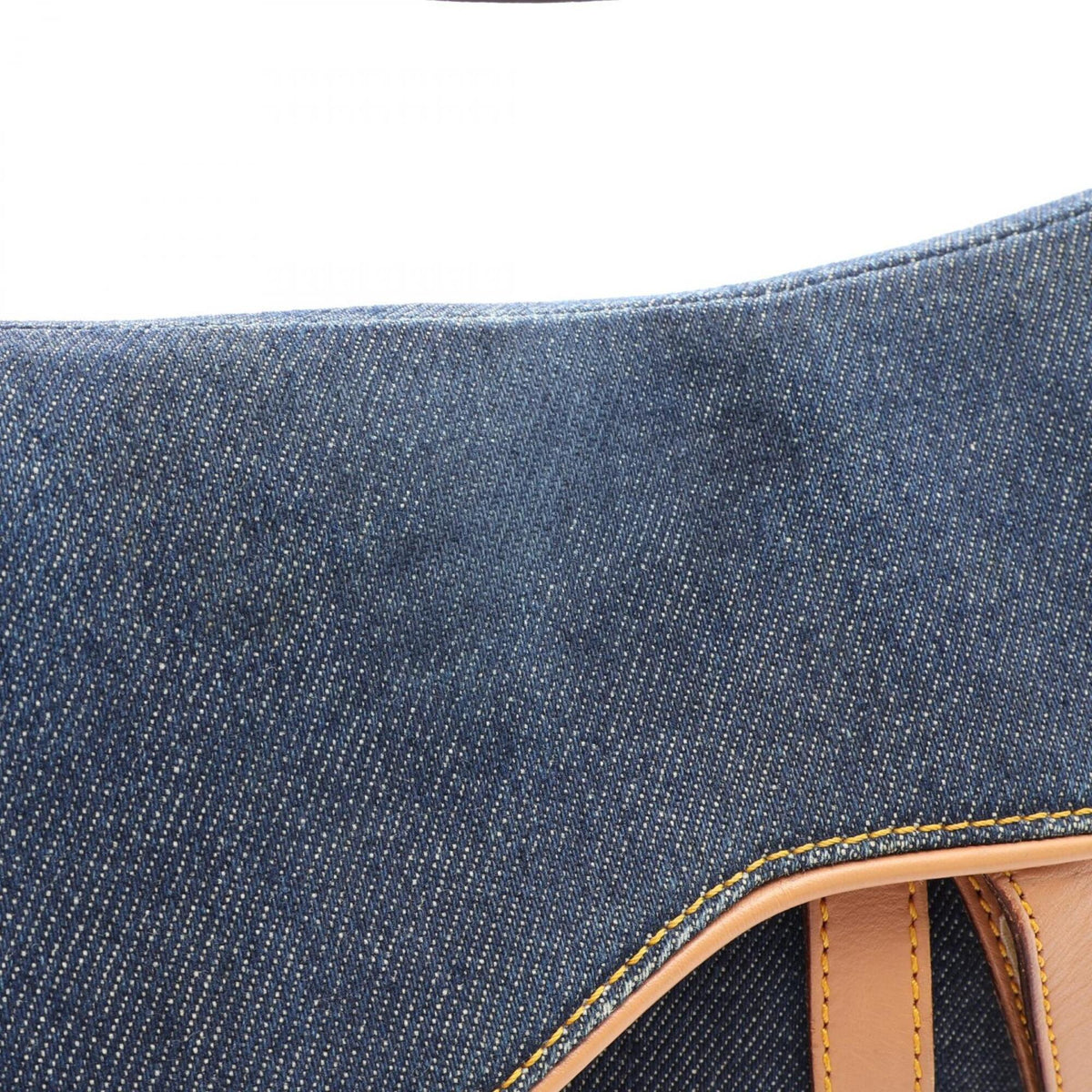 Christian Dior Brown Navy Denim Leather Handbag Saddle Bag (Pre-Owned)