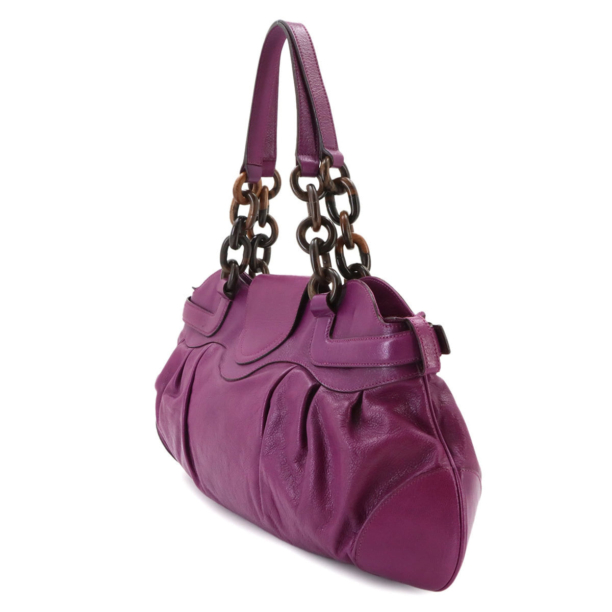 Salvatore Ferragamo Gancini Purple Leather Handbag Shoulder Bag (Pre-Owned)