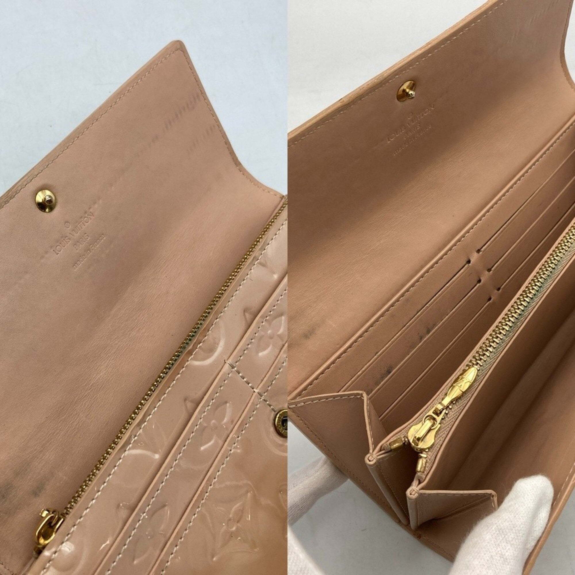 Louis Vuitton Vernis Beige Patent Leather Long Wallet (Bi-Fold) (Pre-Owned)