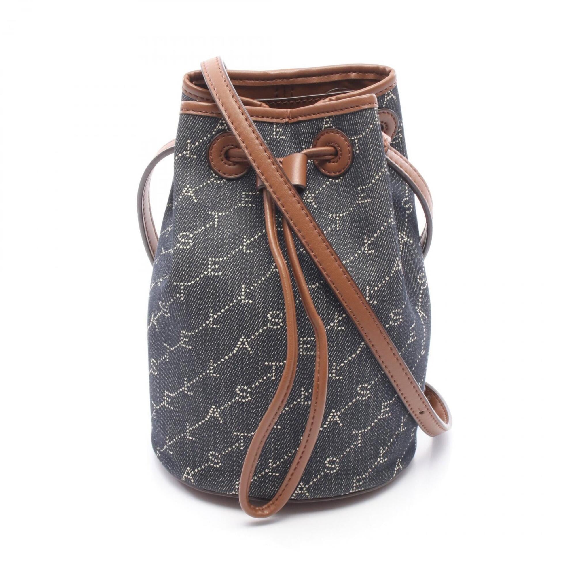 Stella Mccartney Brown Navy Denim Leather Handbag Shoulder Bag (Pre-Owned)