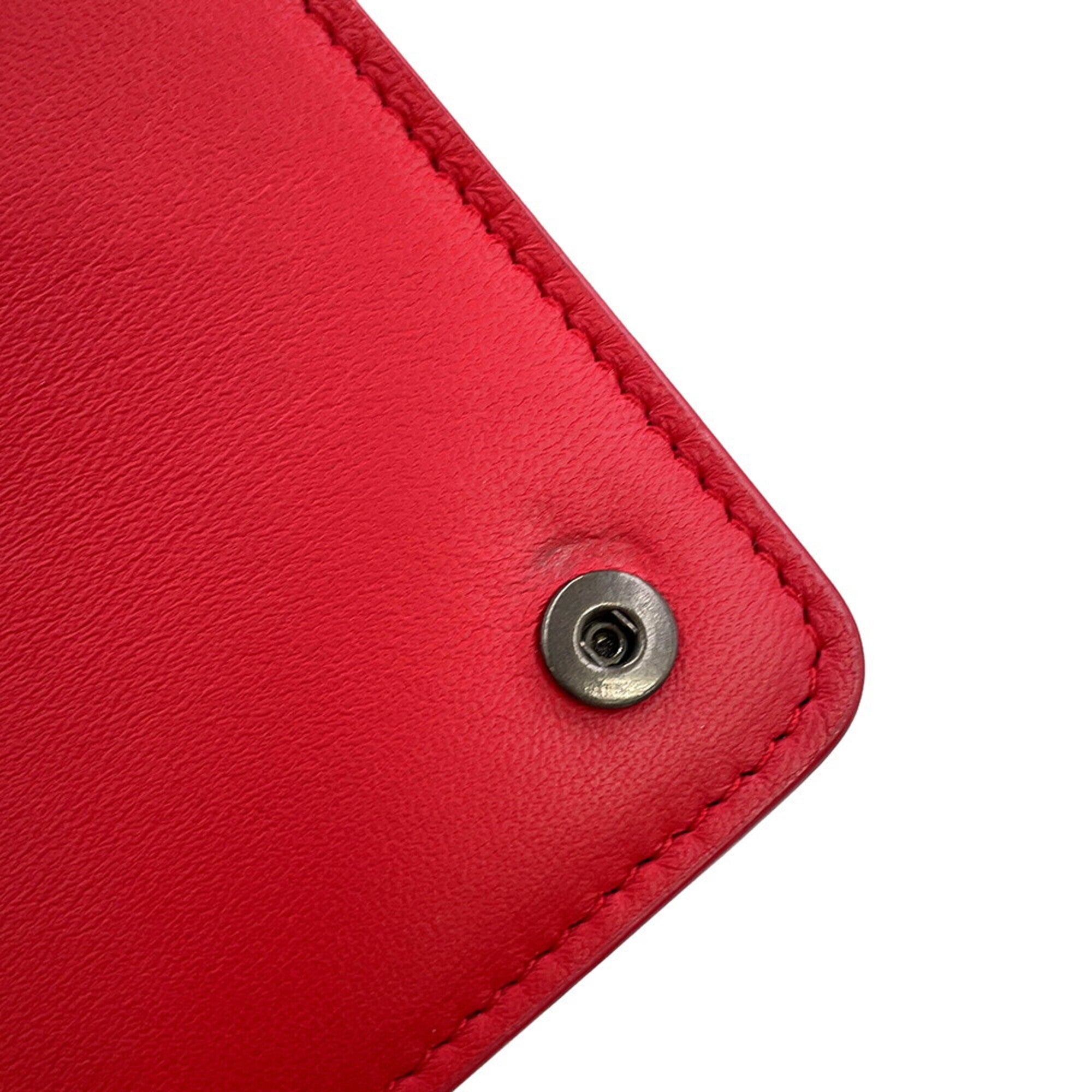 Bottega Veneta Red Color Leather Chain/Shoulder Wallet (Pre-Owned)