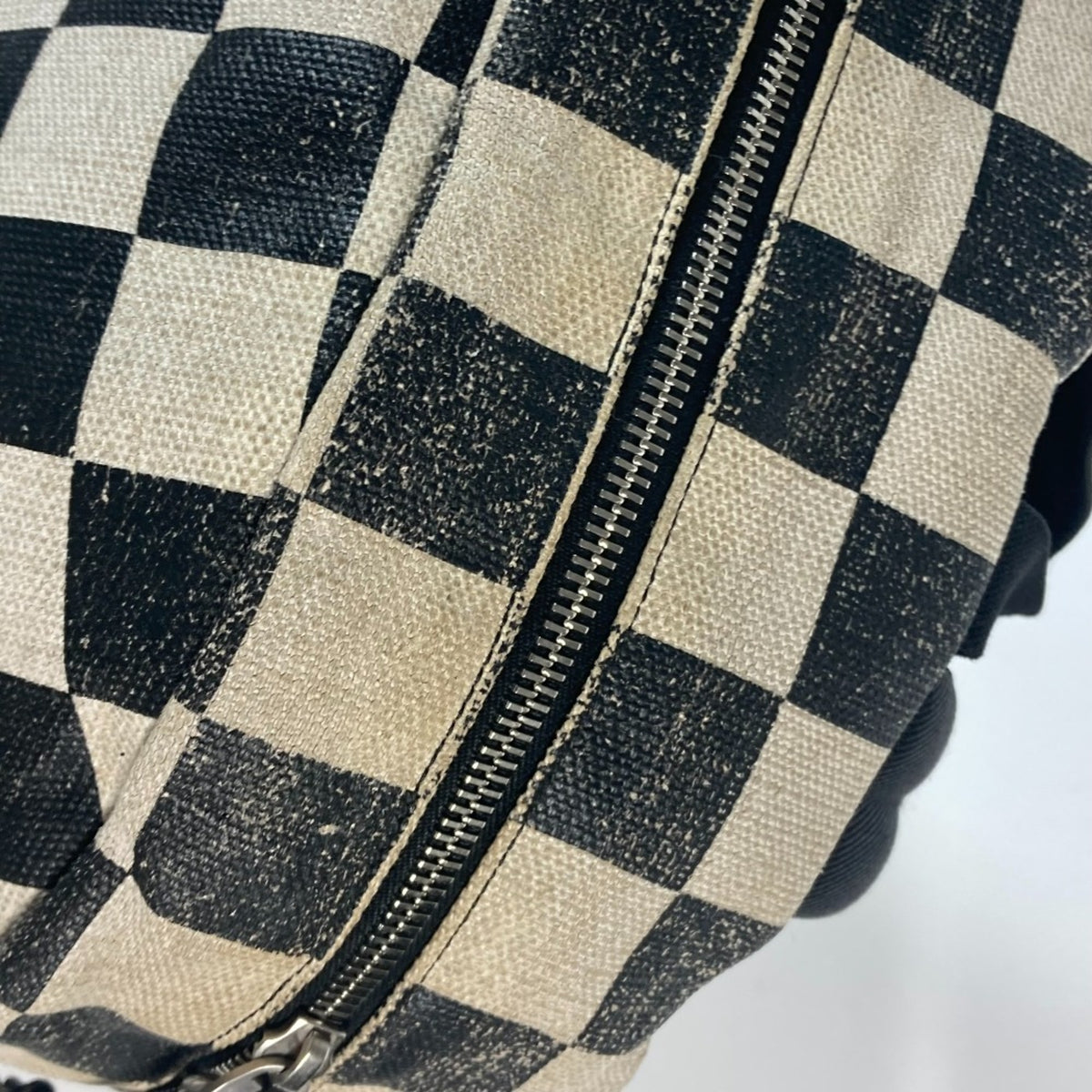Saint Laurent Beige Black Coated Canvas Leather Backpack (Pre-Owned)
