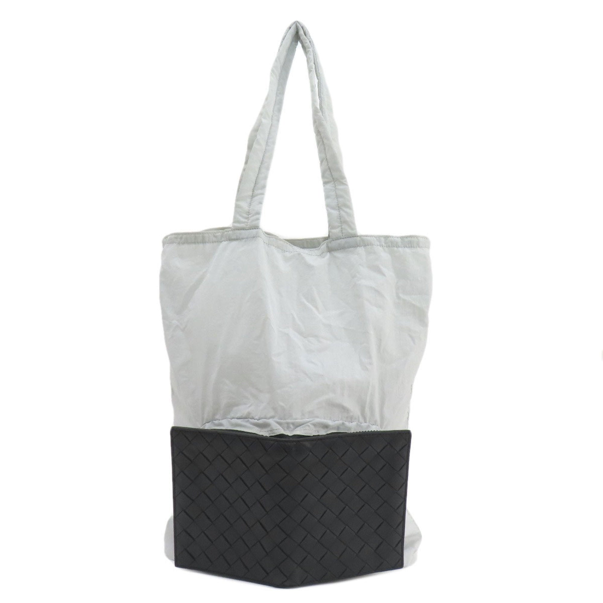Bottega Veneta Intrecciato Black Leather Nylon Eco-Bag Tote Bag (Pre-Owned)