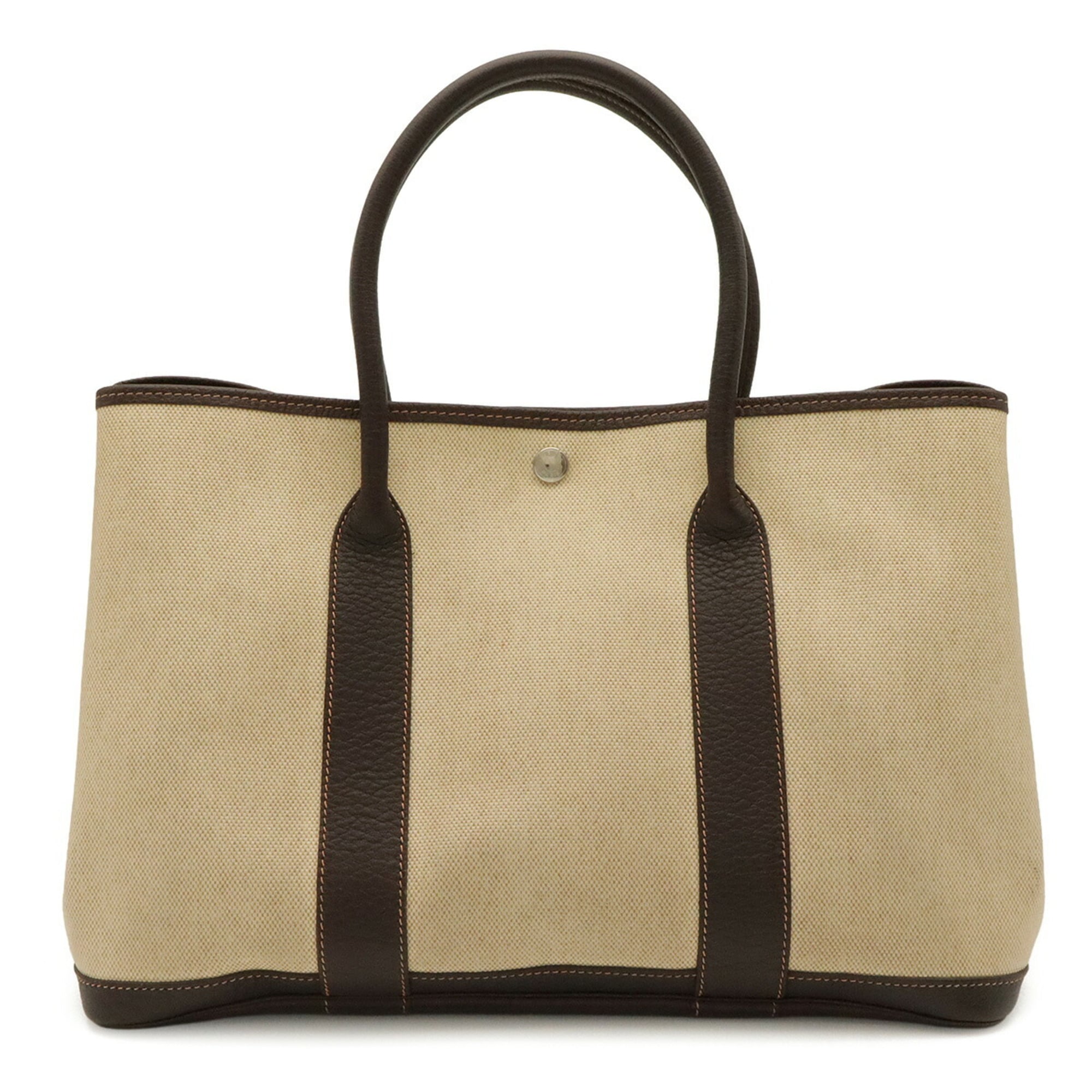 Hermes Brown Dark Brown Natural Toile H Shoulder Bag Tote Bag (Pre-Owned)
