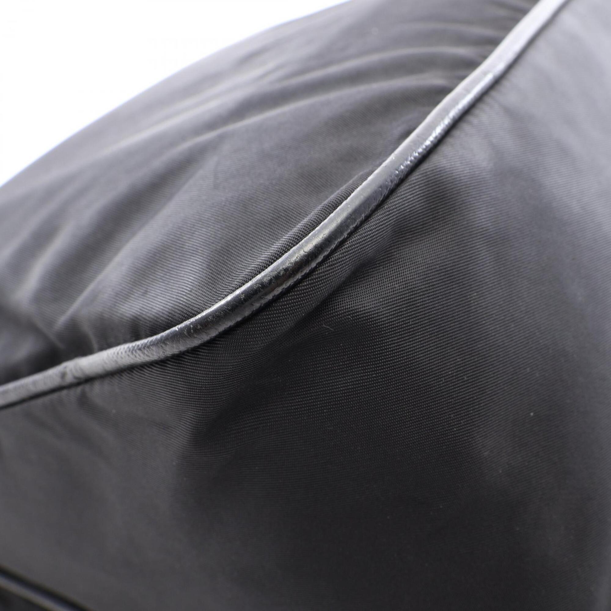 Prada Black Nylon Leather Handbag Shoulder Bag (Pre-Owned)