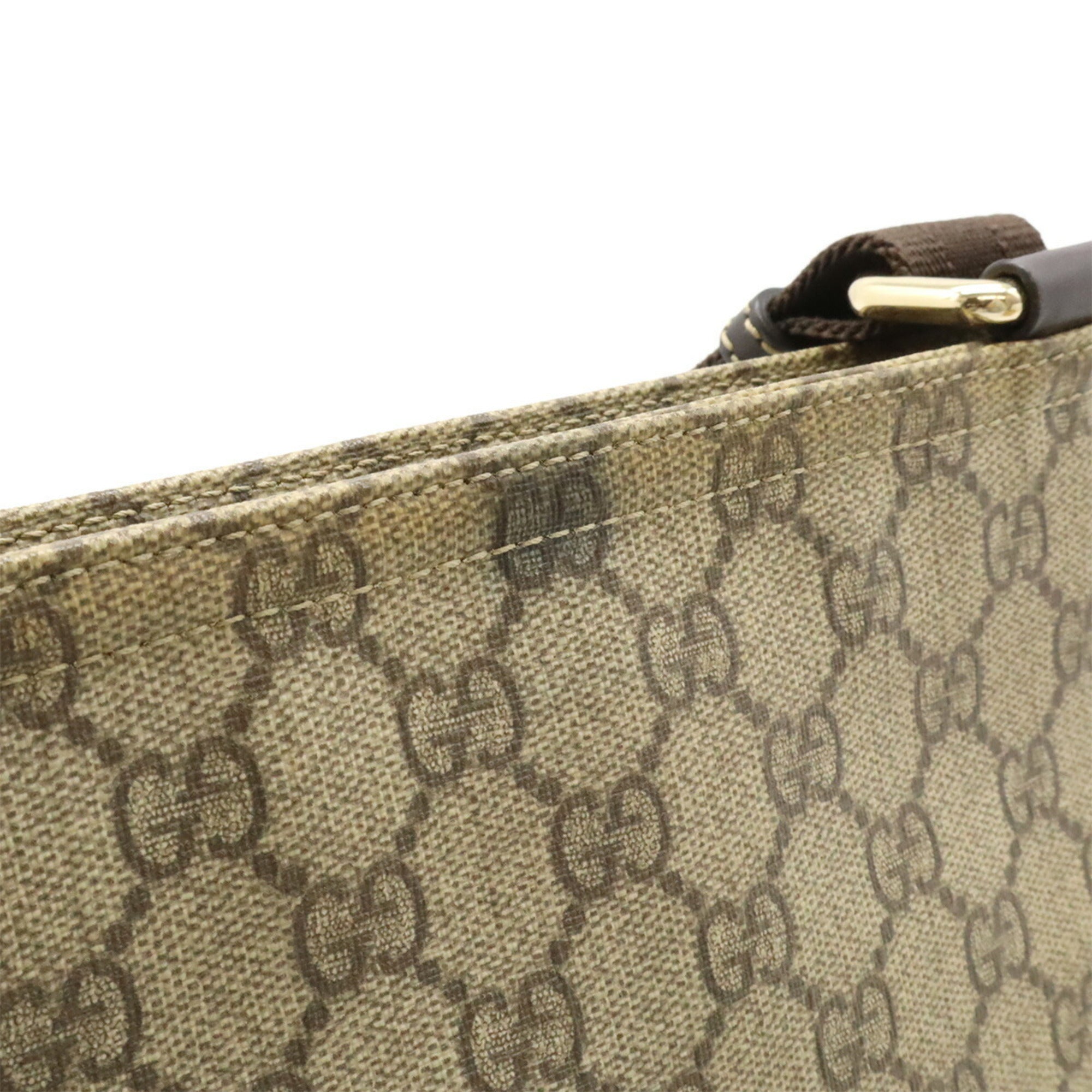 Gucci Gg Plus Beige Dark Brown Gg Supreme Leather Shoulder Bag (Pre-Owned)