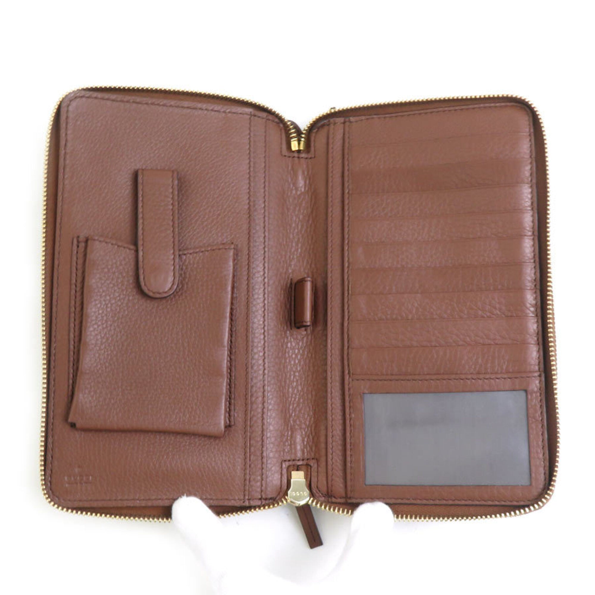Gucci Brown Leather Long Wallet (Bi-Fold) (Pre-Owned)