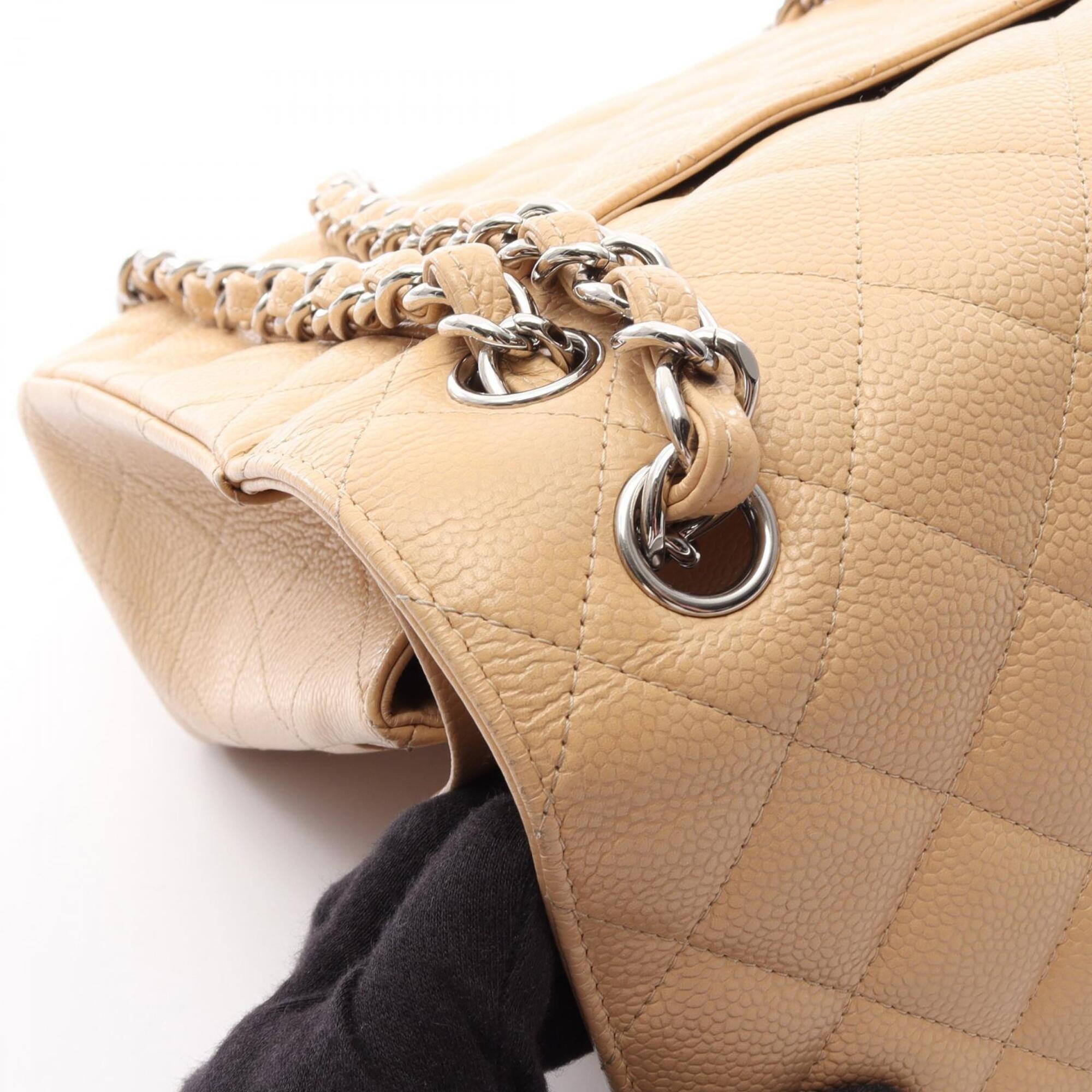 Chanel Beige Grained Calfskin Handbag Shoulder Bag (Pre-Owned)