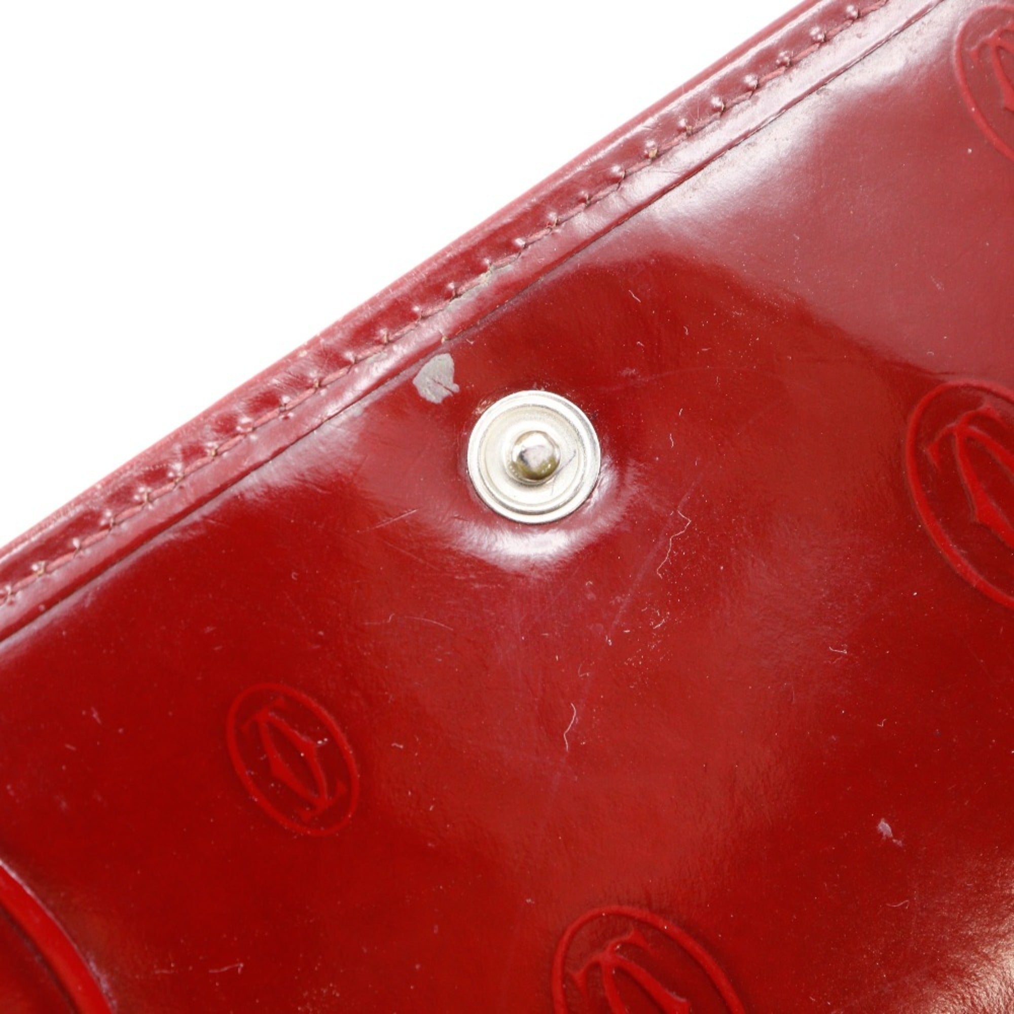 Cartier Bordeaux Patent Leather Long Wallet (Bi-Fold) (Pre-Owned)
