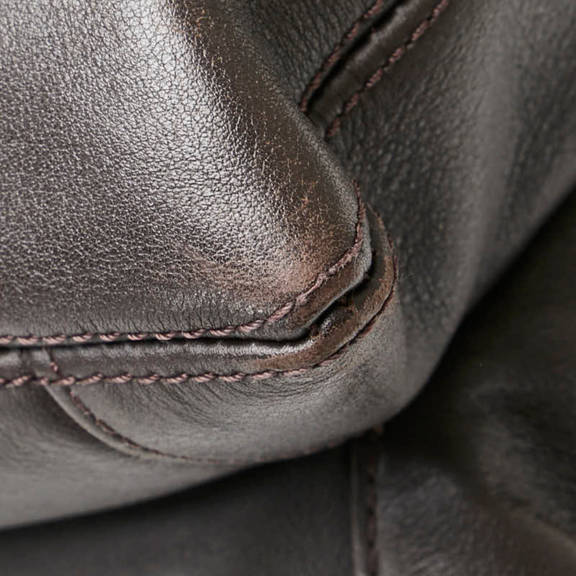 Chanel Brown Leather Shoulder Bag Tote Bag (Pre-Owned)