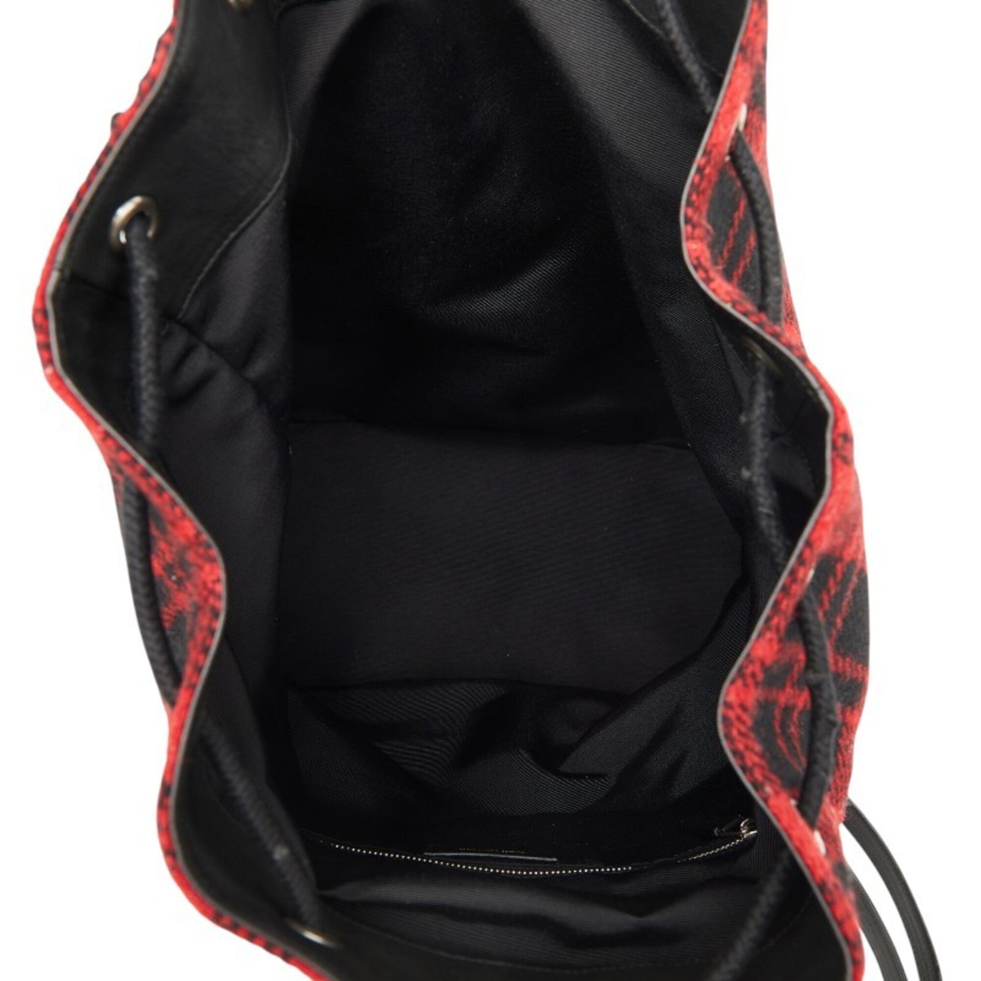 Saint Laurent Red Color Leather Wool Backpack (Pre-Owned)
