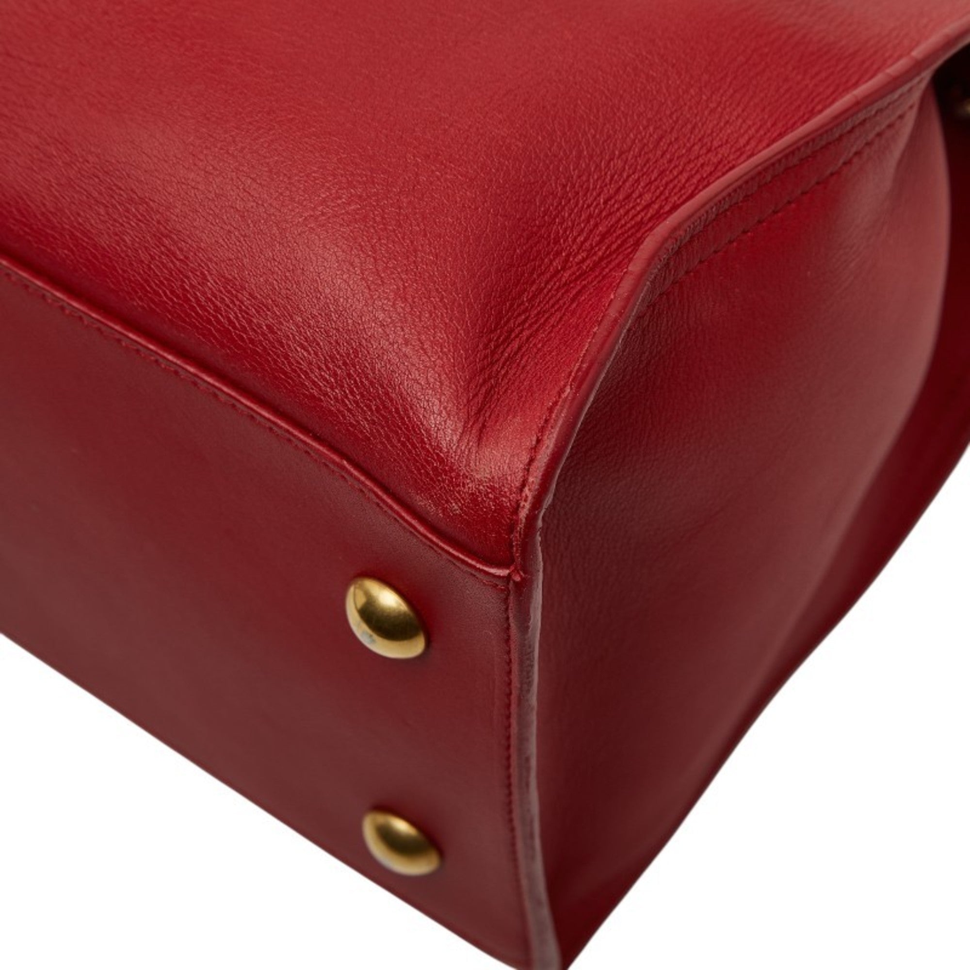 Saint Laurent Gold Red Color Leather Handbag Shoulder Bag (Pre-Owned)
