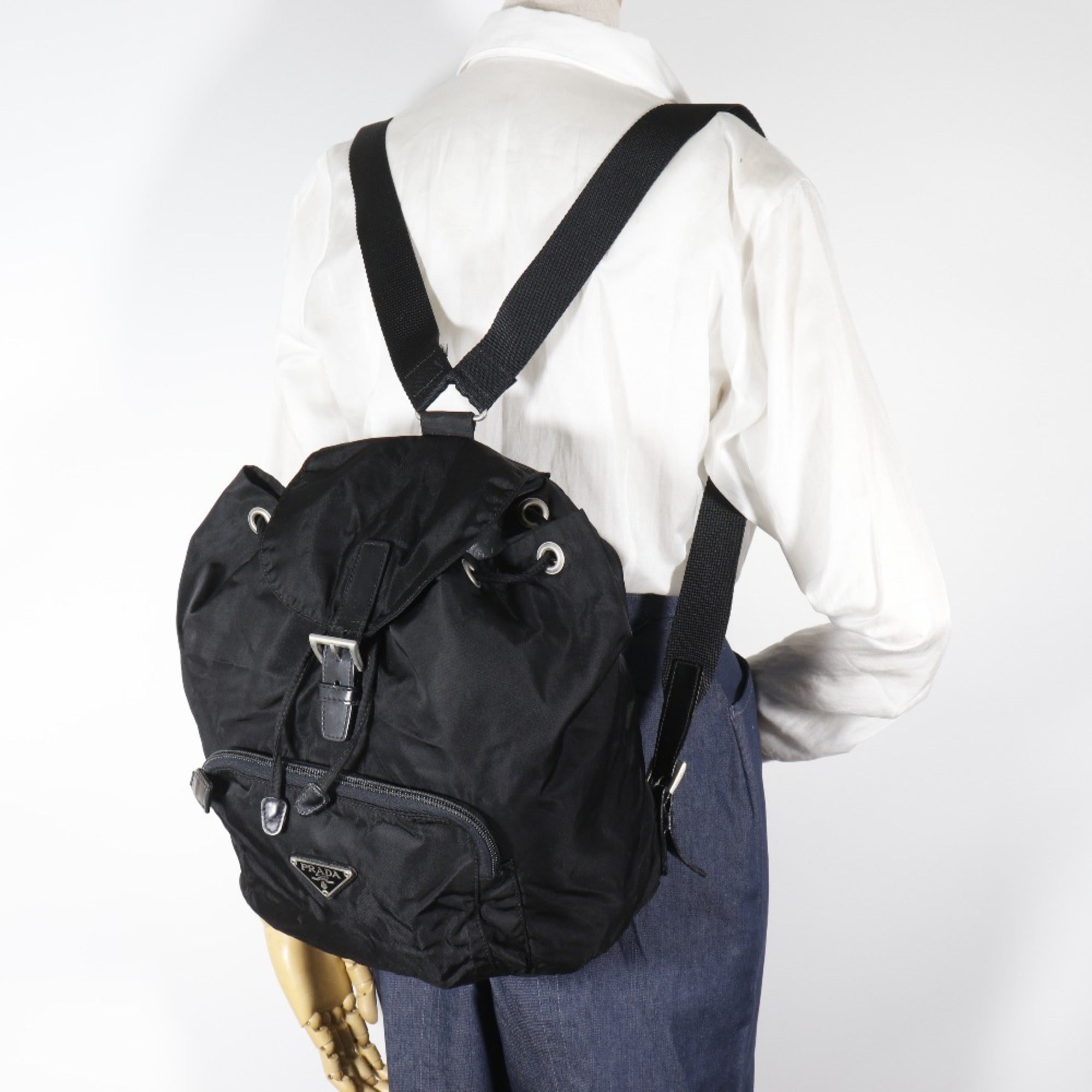 Prada Black Nylon Backpack Tote Bag (Pre-Owned)