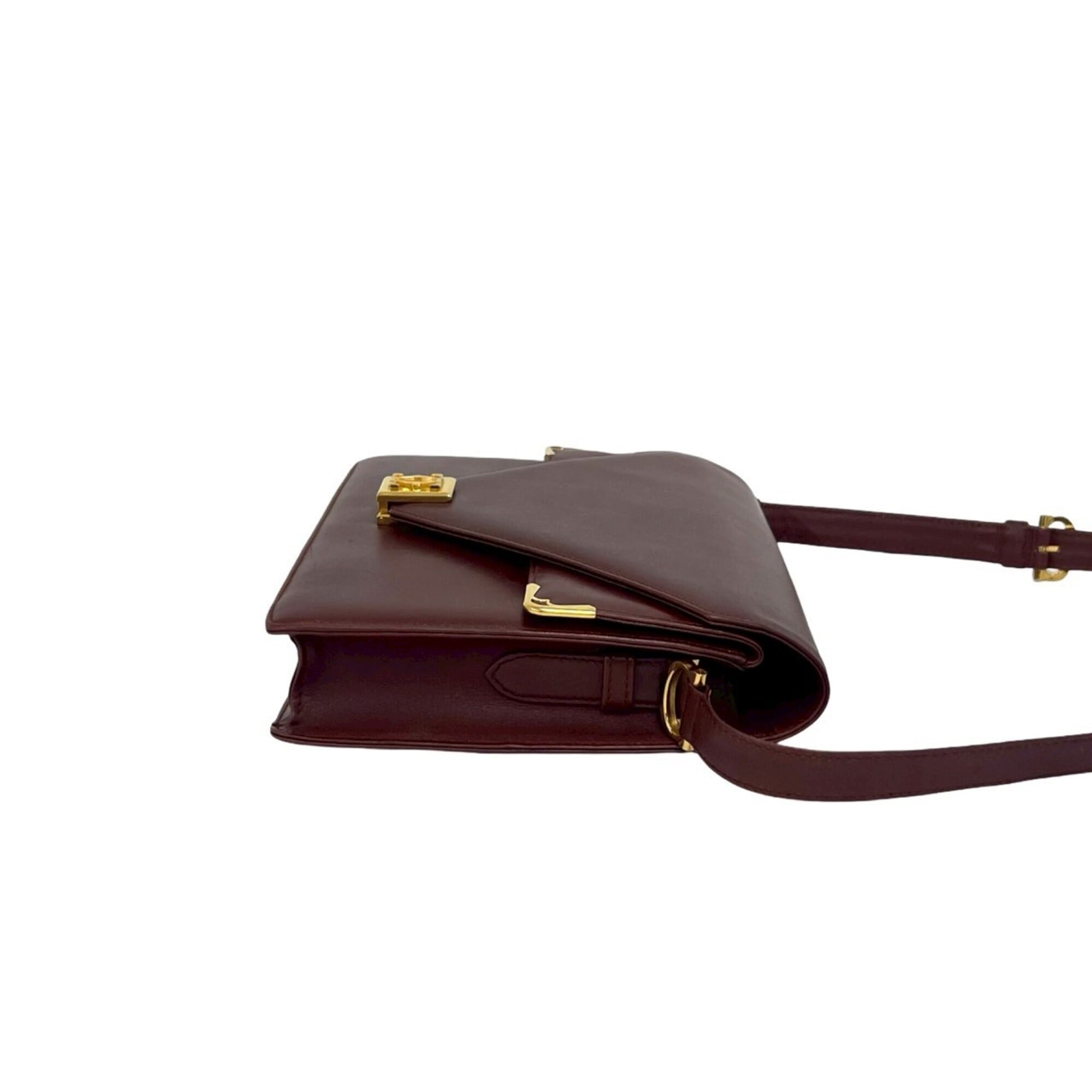 Cartier Wine Red Leather Pochette Shoulder Bag (Pre-Owned)