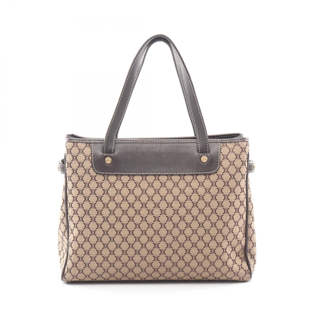 Celine Beige Brown Canvas Leather Handbag (Pre-Owned)