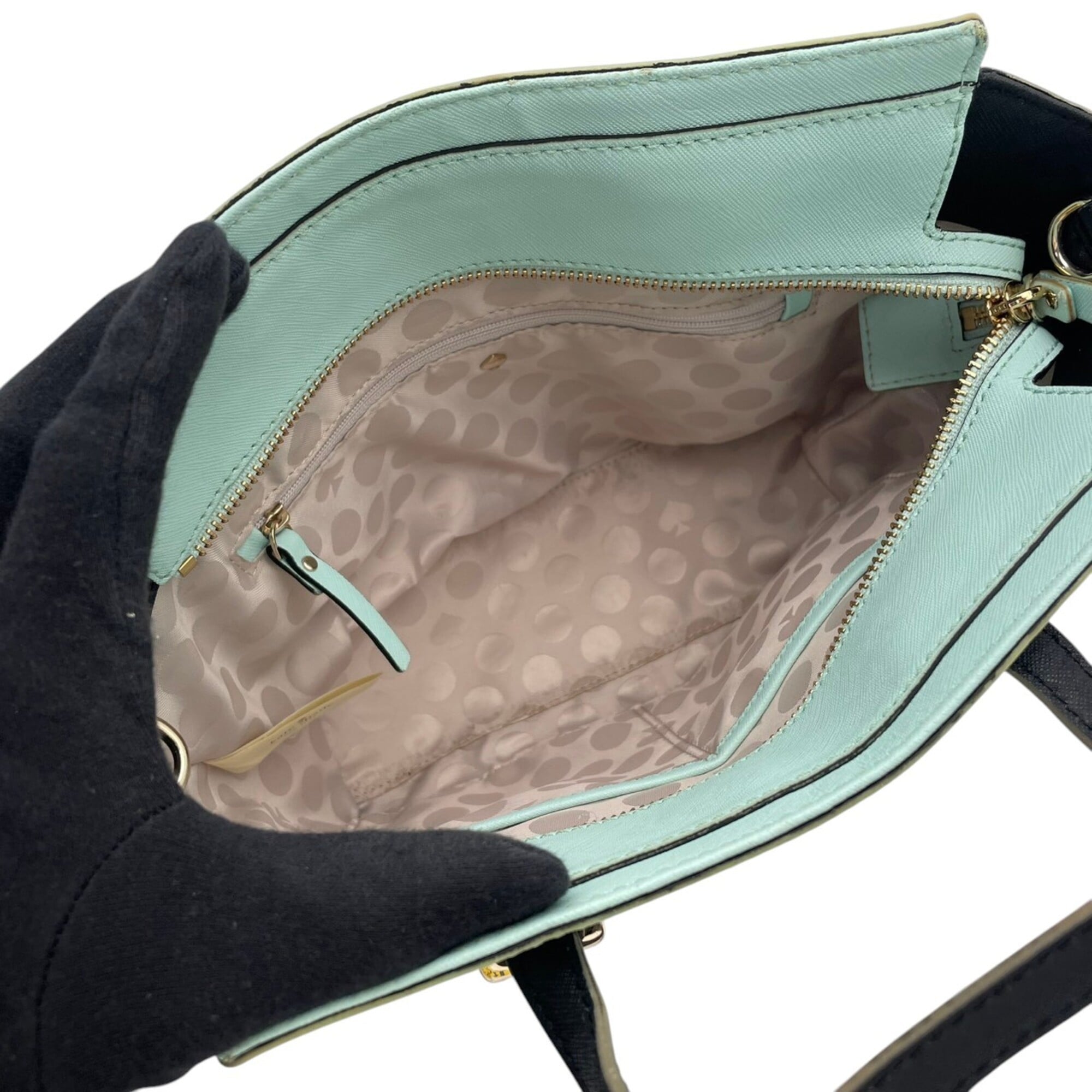 Kate Spade Black Green Leather Handbag Shoulder Bag (Pre-Owned)