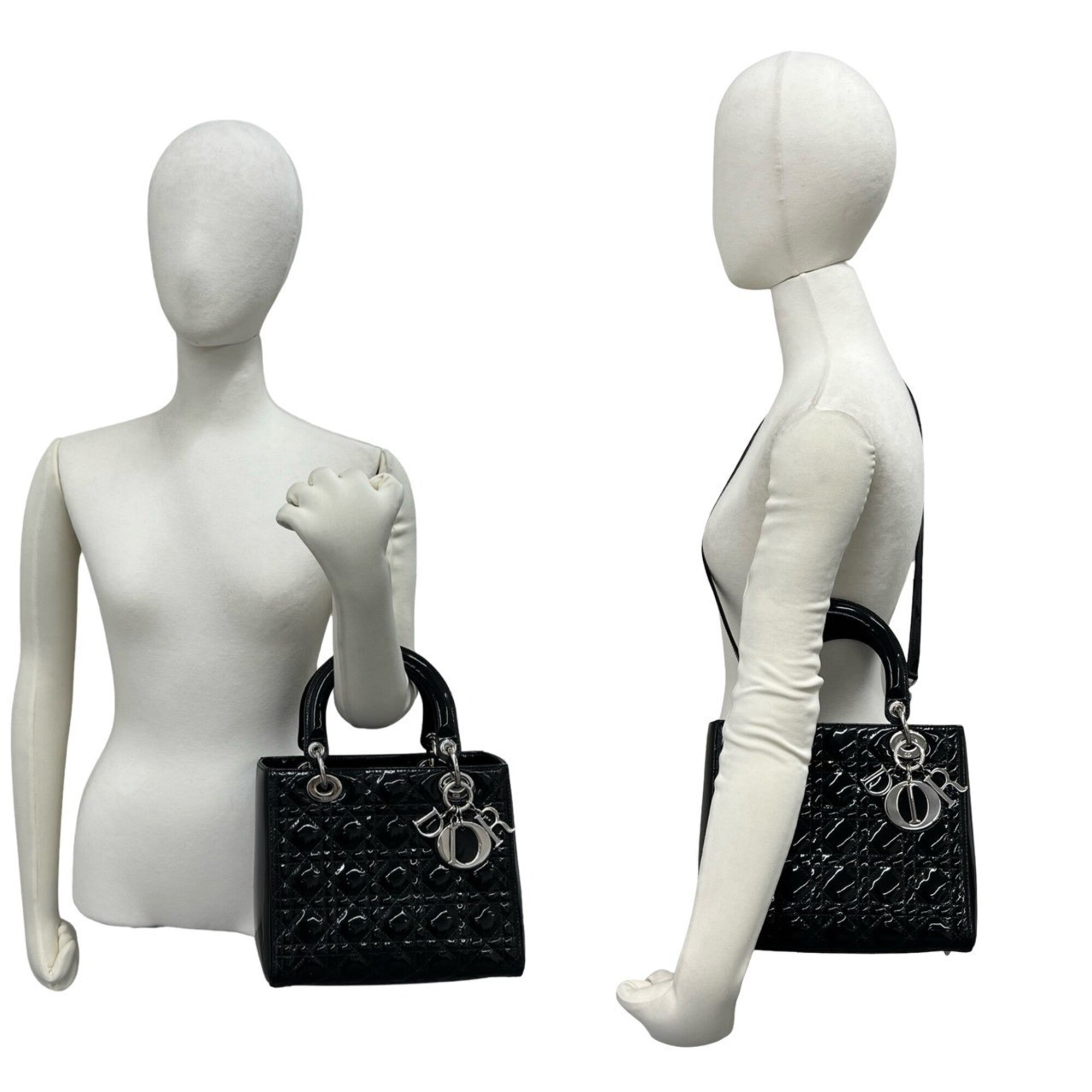 Christian Dior Black Patent Leather Handbag Shoulder Bag (Pre-Owned)