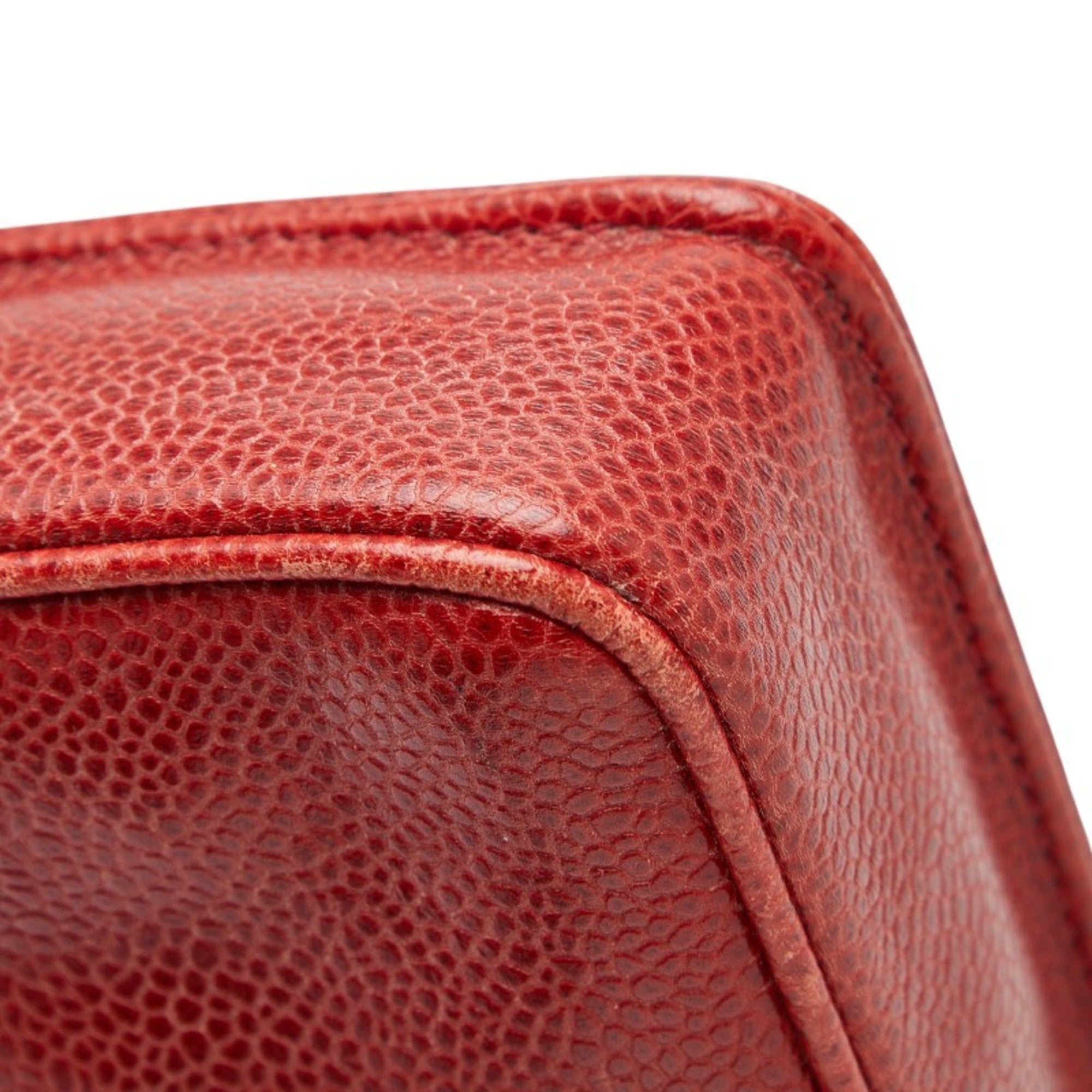 Chanel Red Color Grained Calfskin Pouch Shoulder Bag (Pre-Owned)