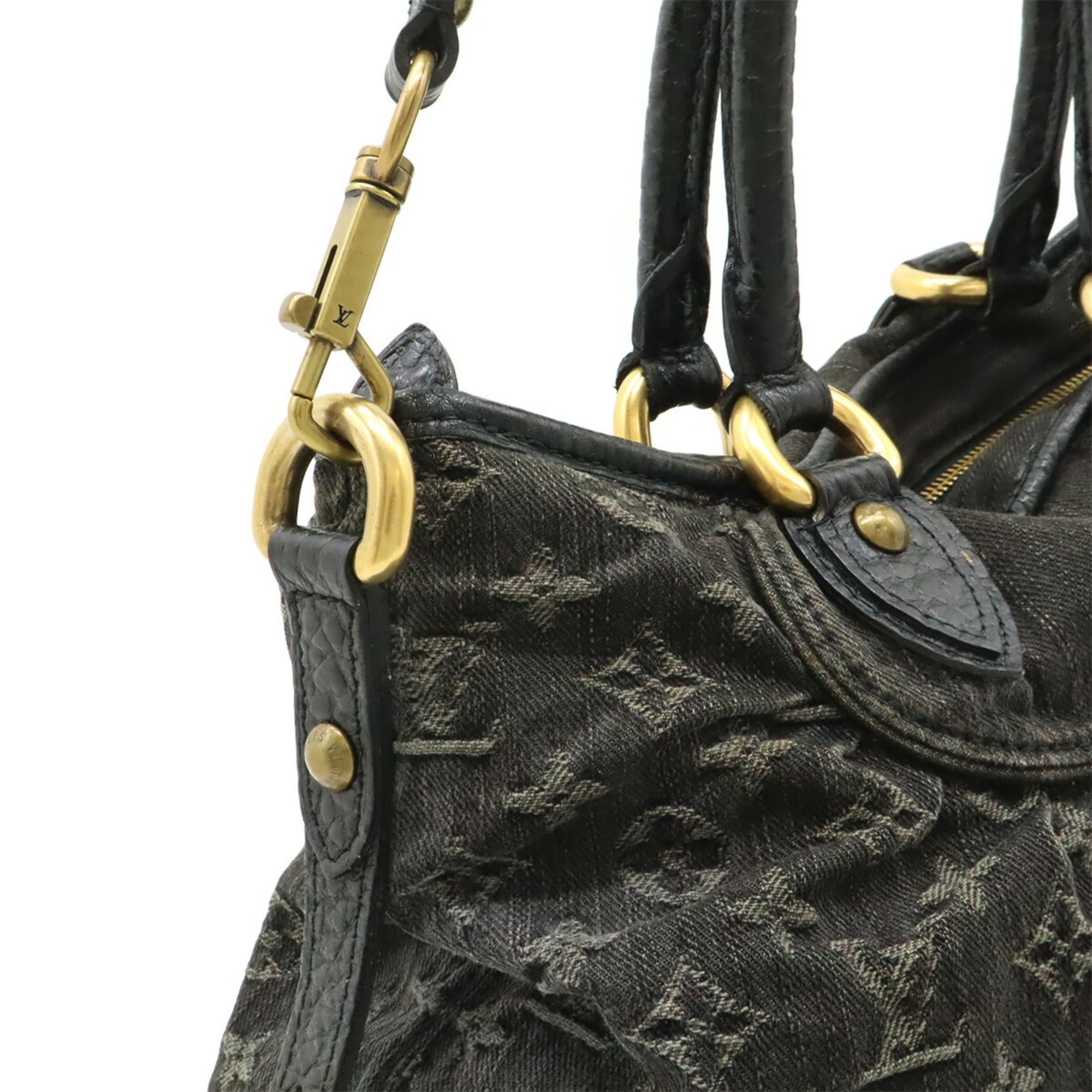 Louis Vuitton Black Noir Monogram Denim Shoulder Bag Tote Bag (Pre-Owned)
