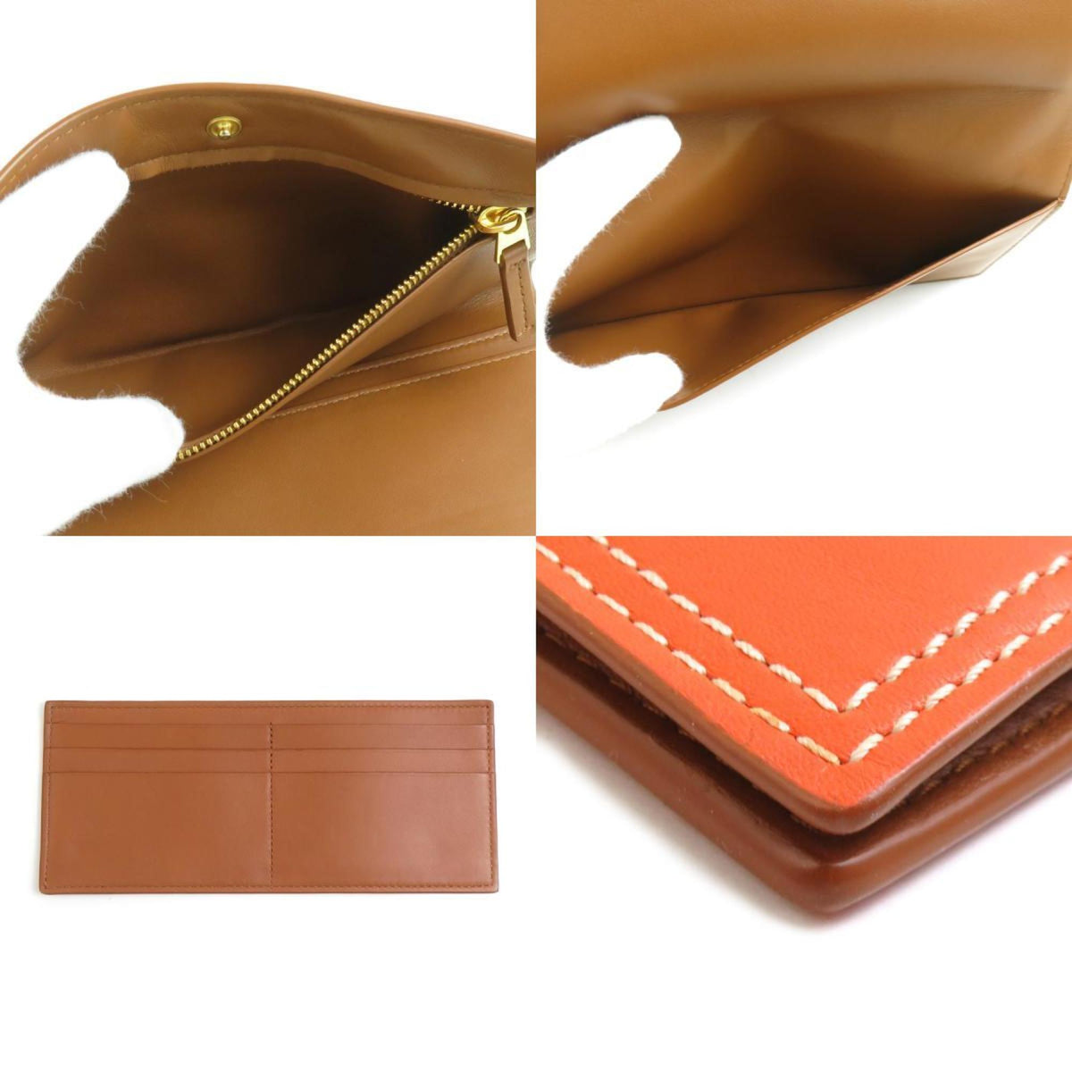 Bottega Veneta Orange Leather Long Wallet (Bi-Fold) (Pre-Owned)