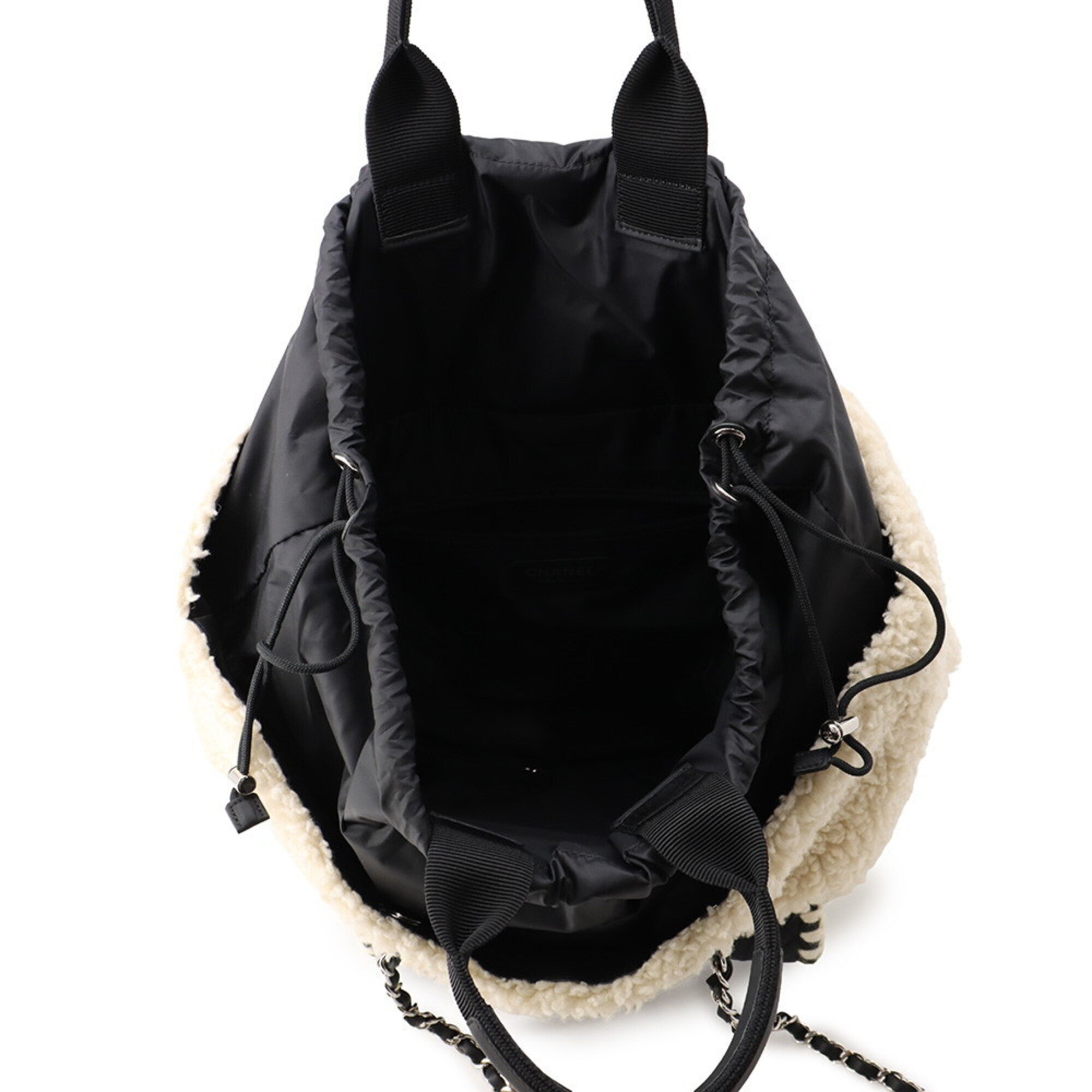 Chanel Black Ivory Nylon Leather Tote Bag (Pre-Owned)