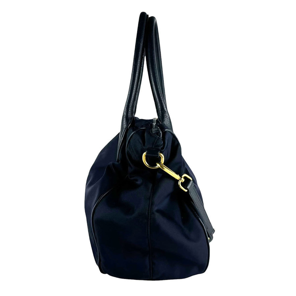 Prada Navy Nylon Leather Handbag Shoulder Bag (Pre-Owned)