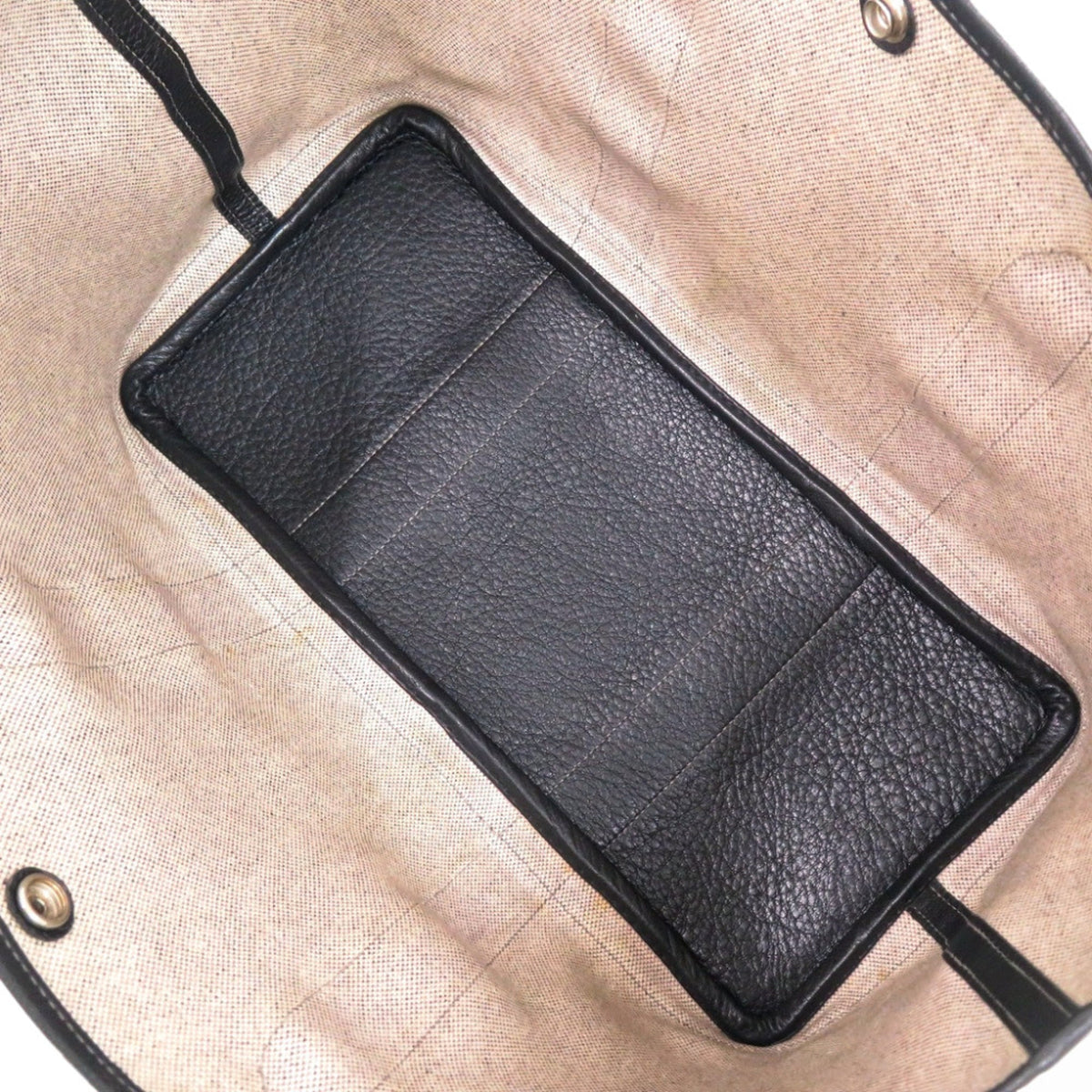 Hermes Ecru Gray Noir Toile H Negonda Leather Tote Bag (Pre-Owned)