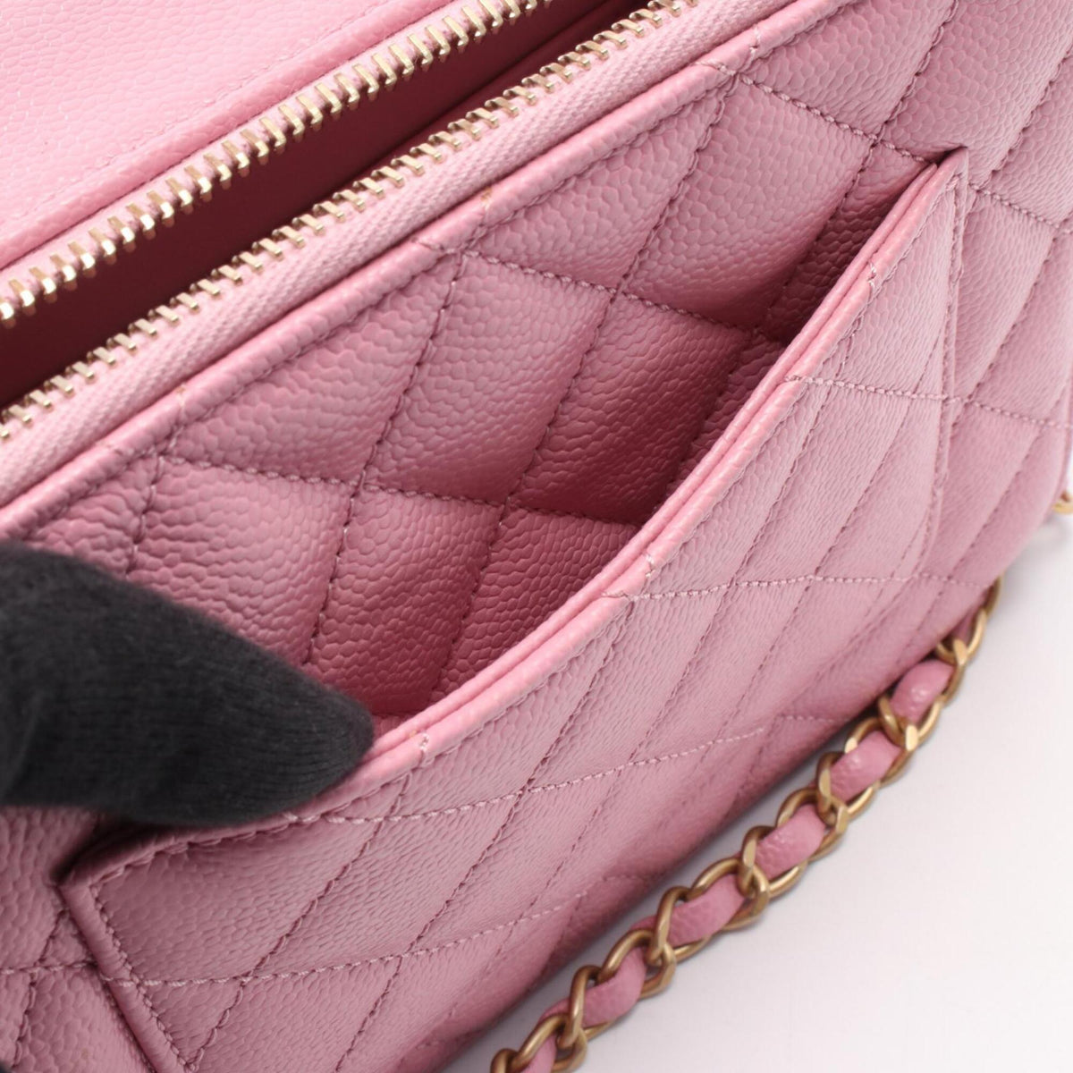Chanel Pink Grained Calfskin Handbag Shoulder Bag Vanity Bag (Pre-Owned)