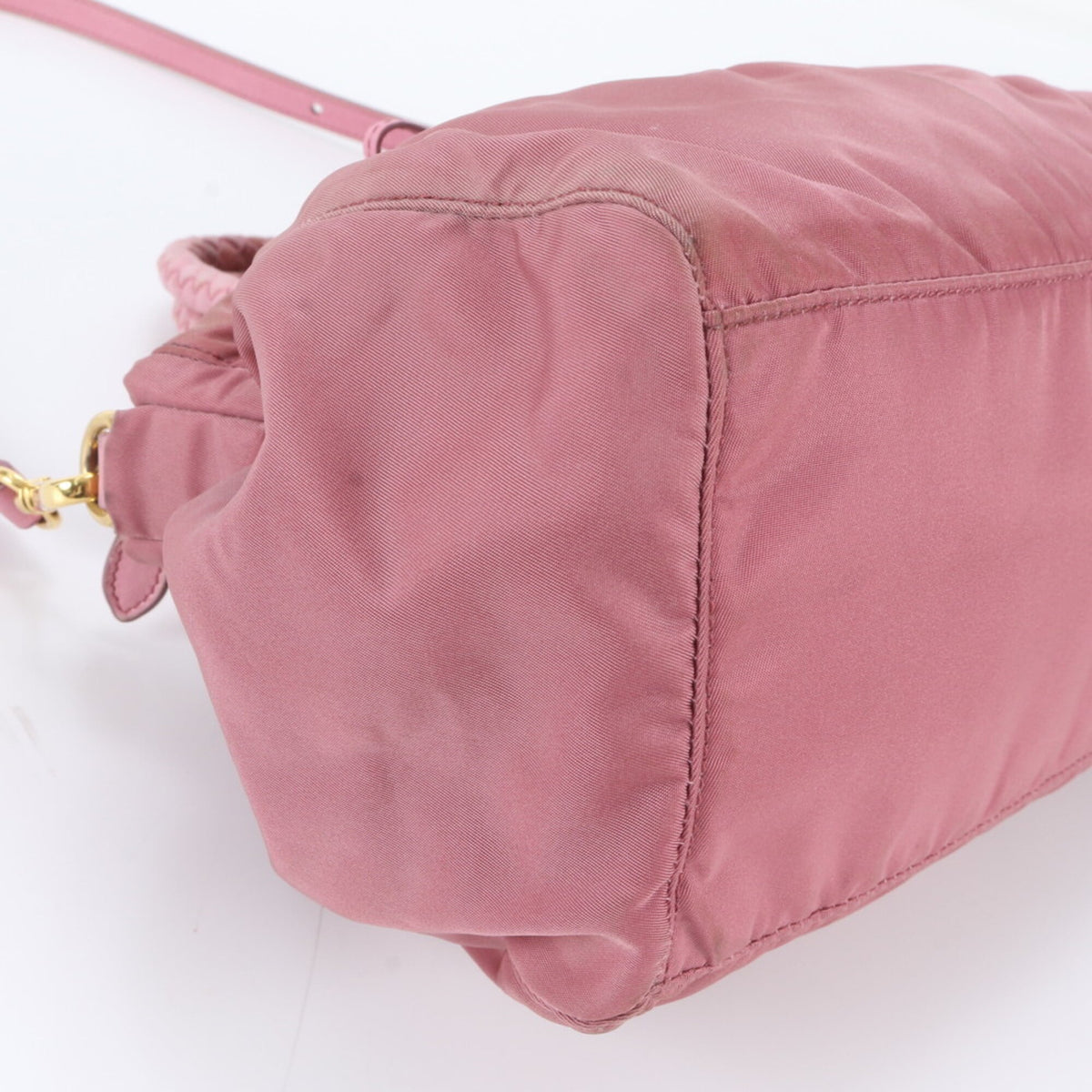 Prada Pink Leather Nylon Handbag Shoulder Bag (Pre-Owned)
