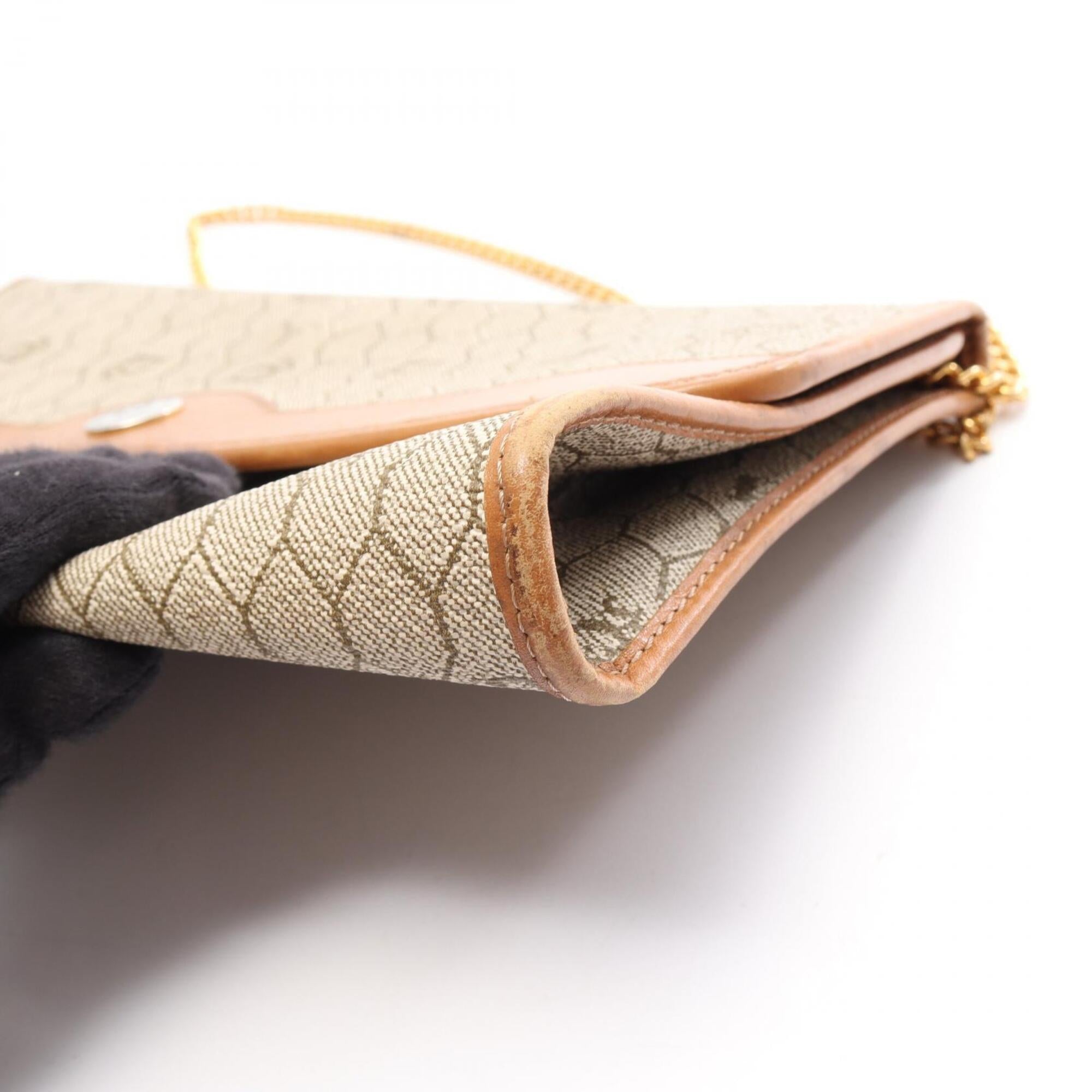 Christian Dior Beige Brown Coated Canvas Leather Handbag Shoulder Bag (Pre-Owned)