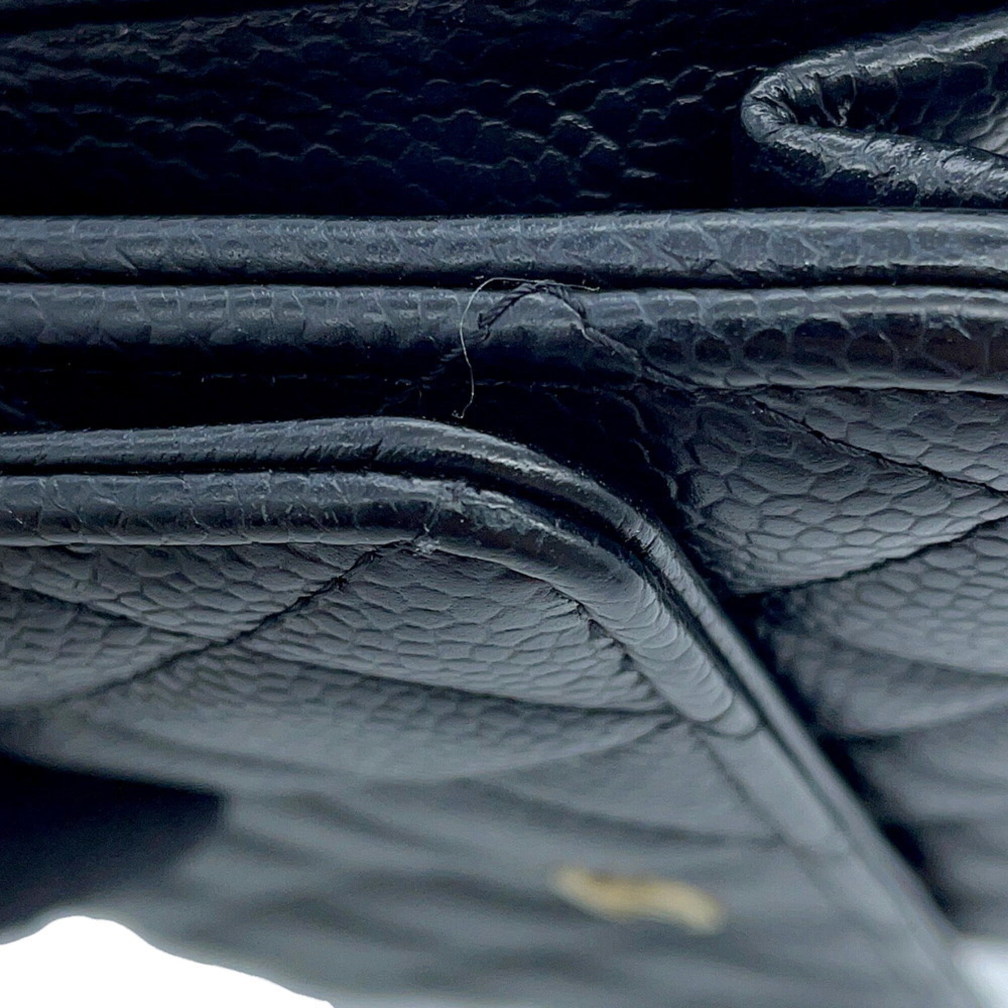Chanel Black Grained Calfskin Chain/Shoulder Wallet (Pre-Owned)