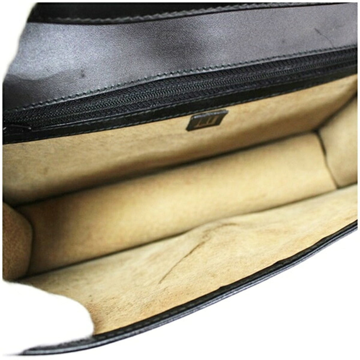 Dunhill Beige Black Leather Clutch Bag (Pre-Owned)