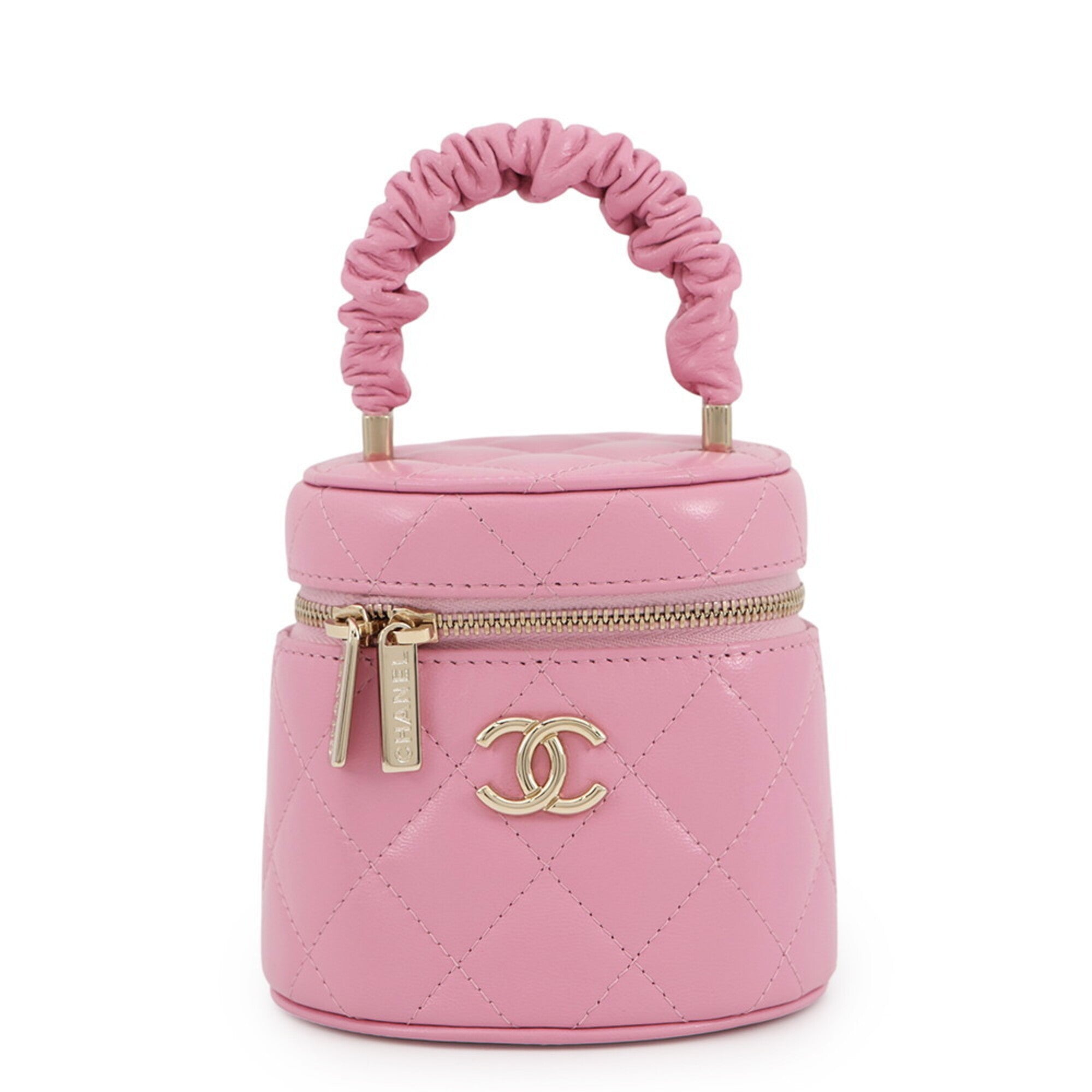 Chanel Pink Leather Handbag Pouch Vanity Bag (Pre-Owned)