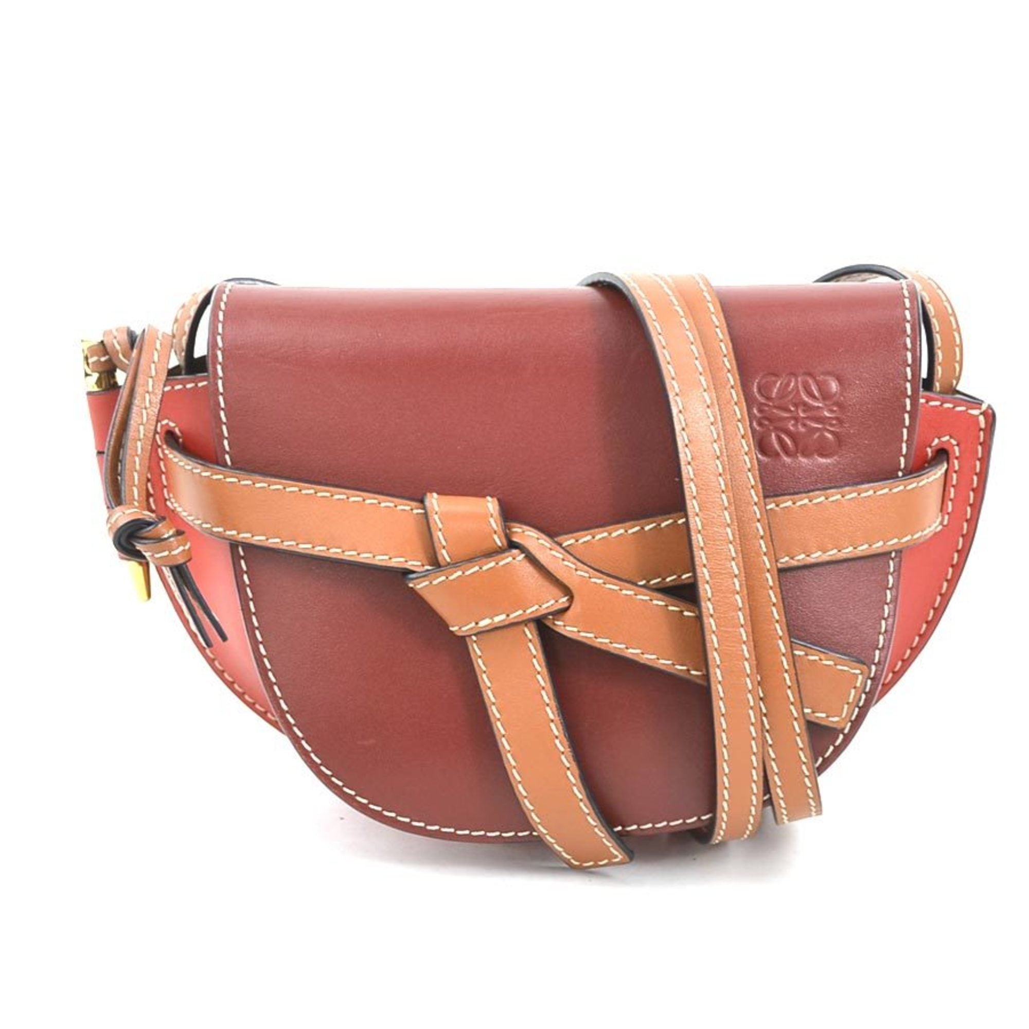 Loewe Brown Burgundy Red Color Leather Shoulder Bag (Pre-Owned)