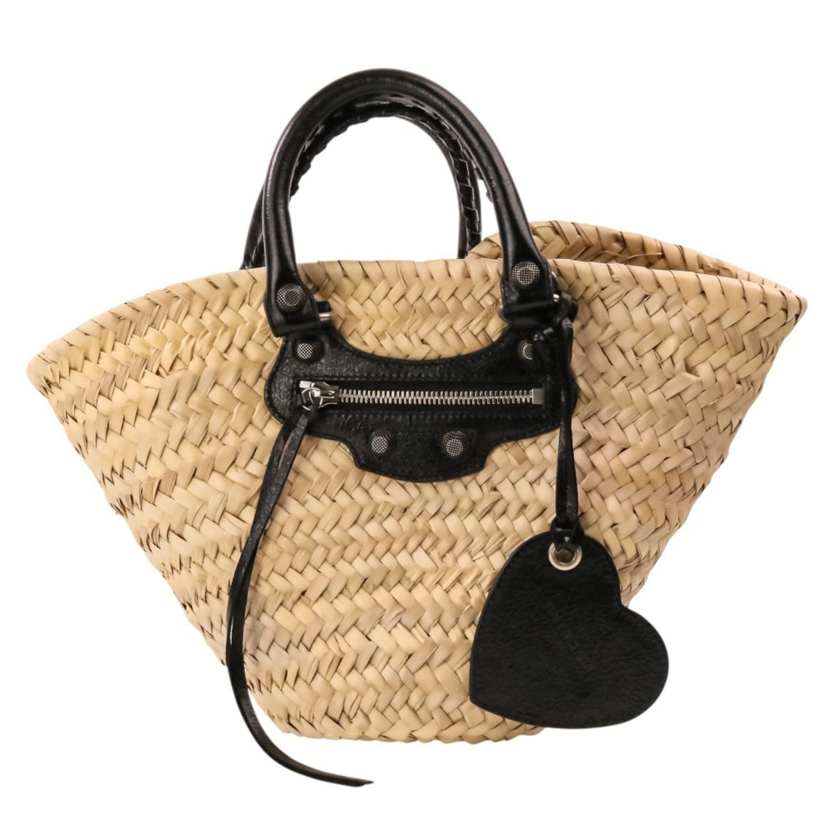 Balenciaga Beige Raffia Leather Basket Shoulder Bag (Pre-Owned)