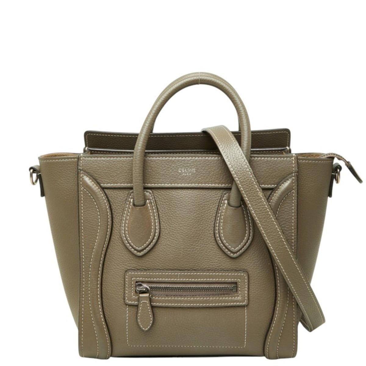 Celine Grayish Leather Handbag Shoulder Bag (Pre-Owned)