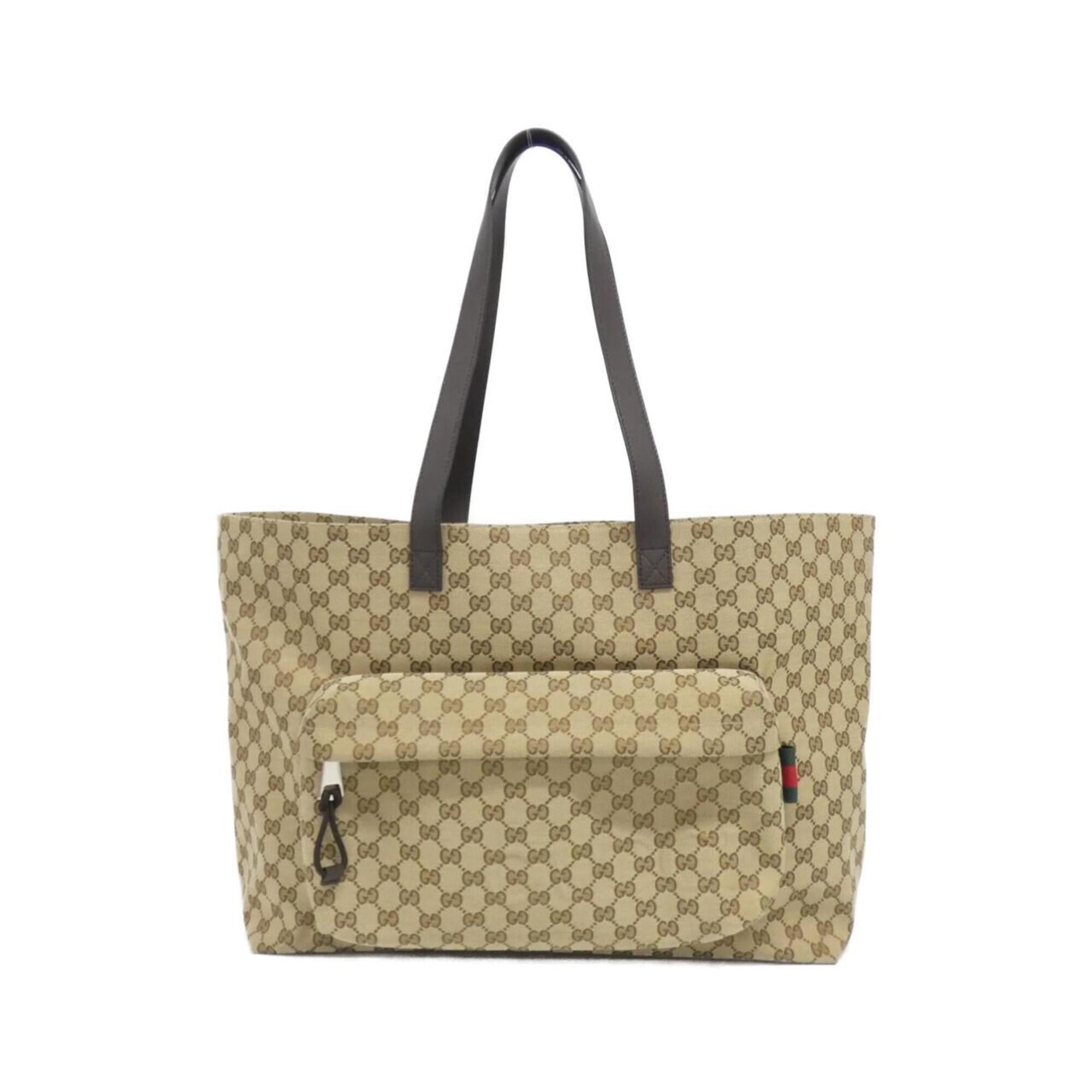 Gucci Beige Brown Gg Canvas Handbag (Pre-Owned)