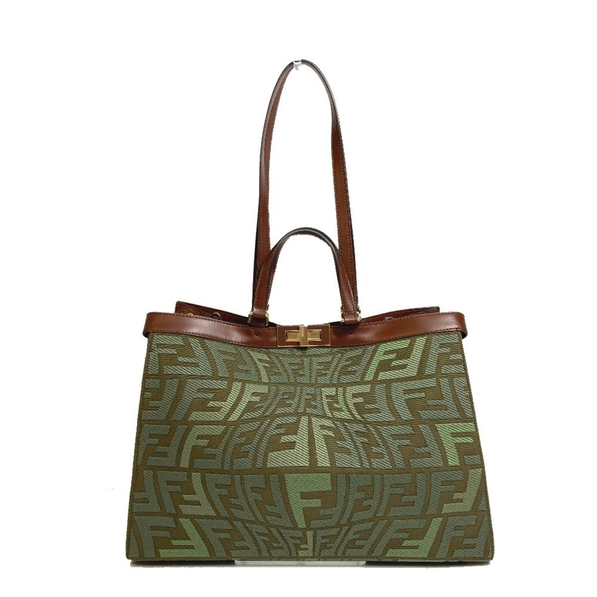 Fendi Green Cotton Shoulder Bag Tote Bag (Pre-Owned)