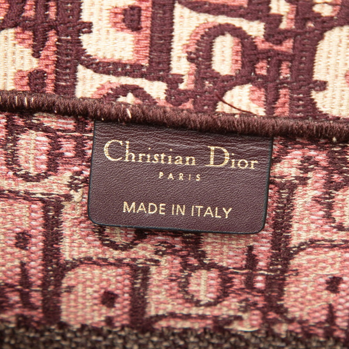 Christian Dior Beige Red Color Wine Canvas Shoulder Bag Tote Bag (Pre-Owned)
