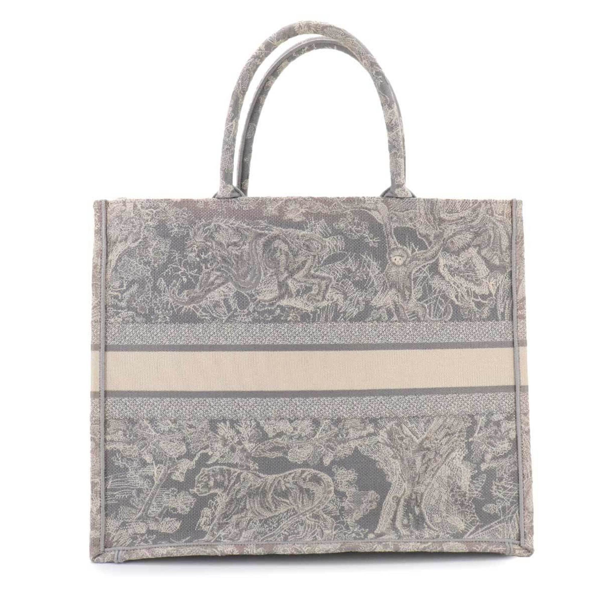 Christian Dior Gray Canvas Handbag Tote Bag (Pre-Owned)