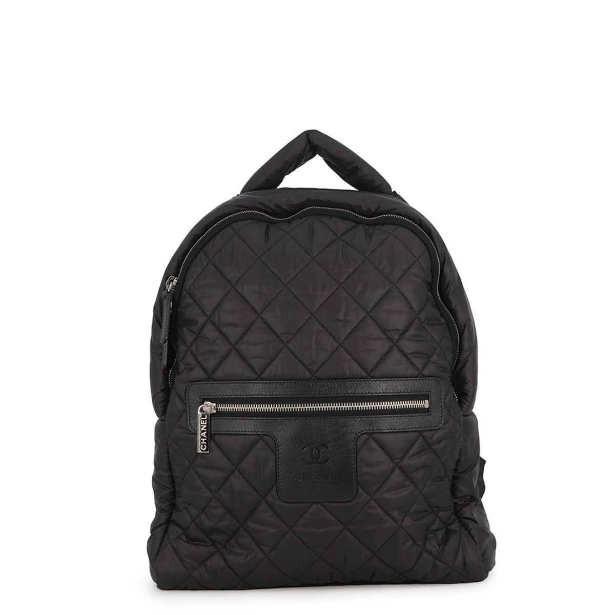 Chanel Black Bordeaux Nylon Leather Handbag (Pre-Owned)