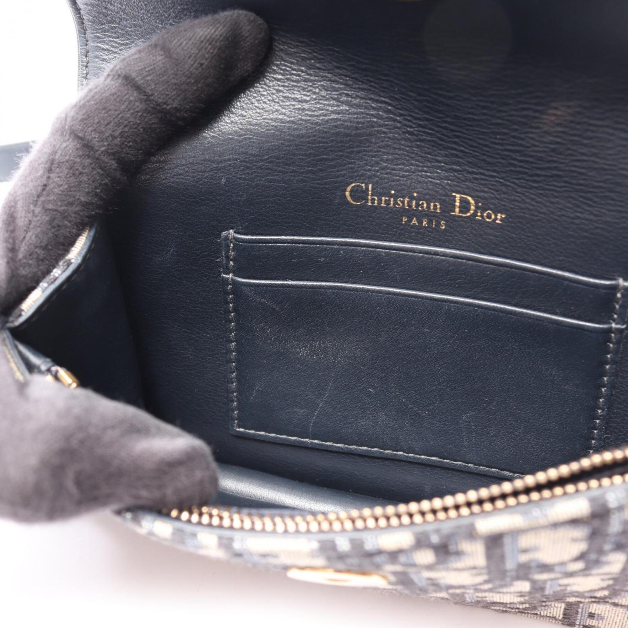 Christian Dior Ivory Navy Canvas Leather Fanny Pack Handbag Saddle Bag (Pre-Owned)