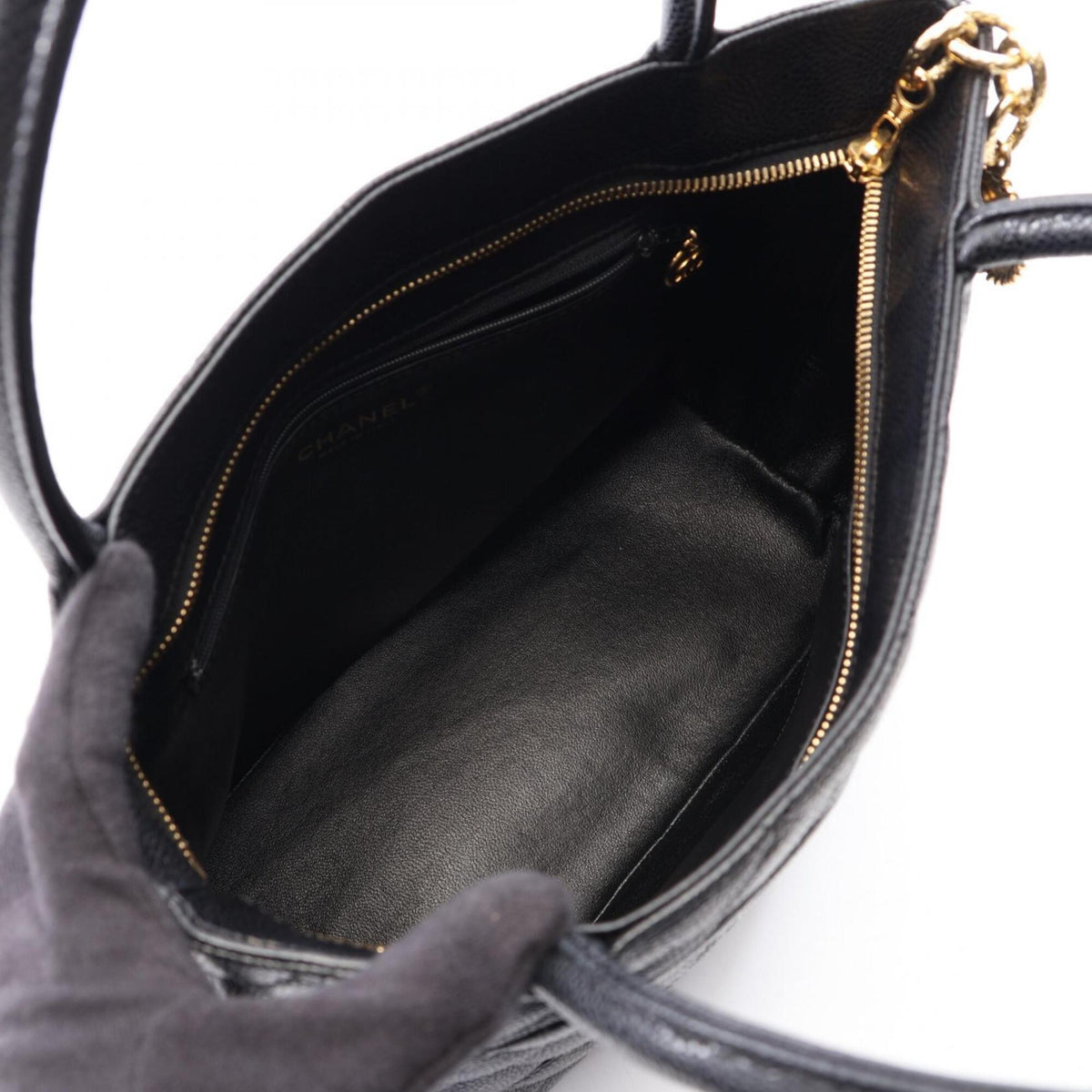 Chanel Black Grained Calfskin Handbag Tote Bag (Pre-Owned)
