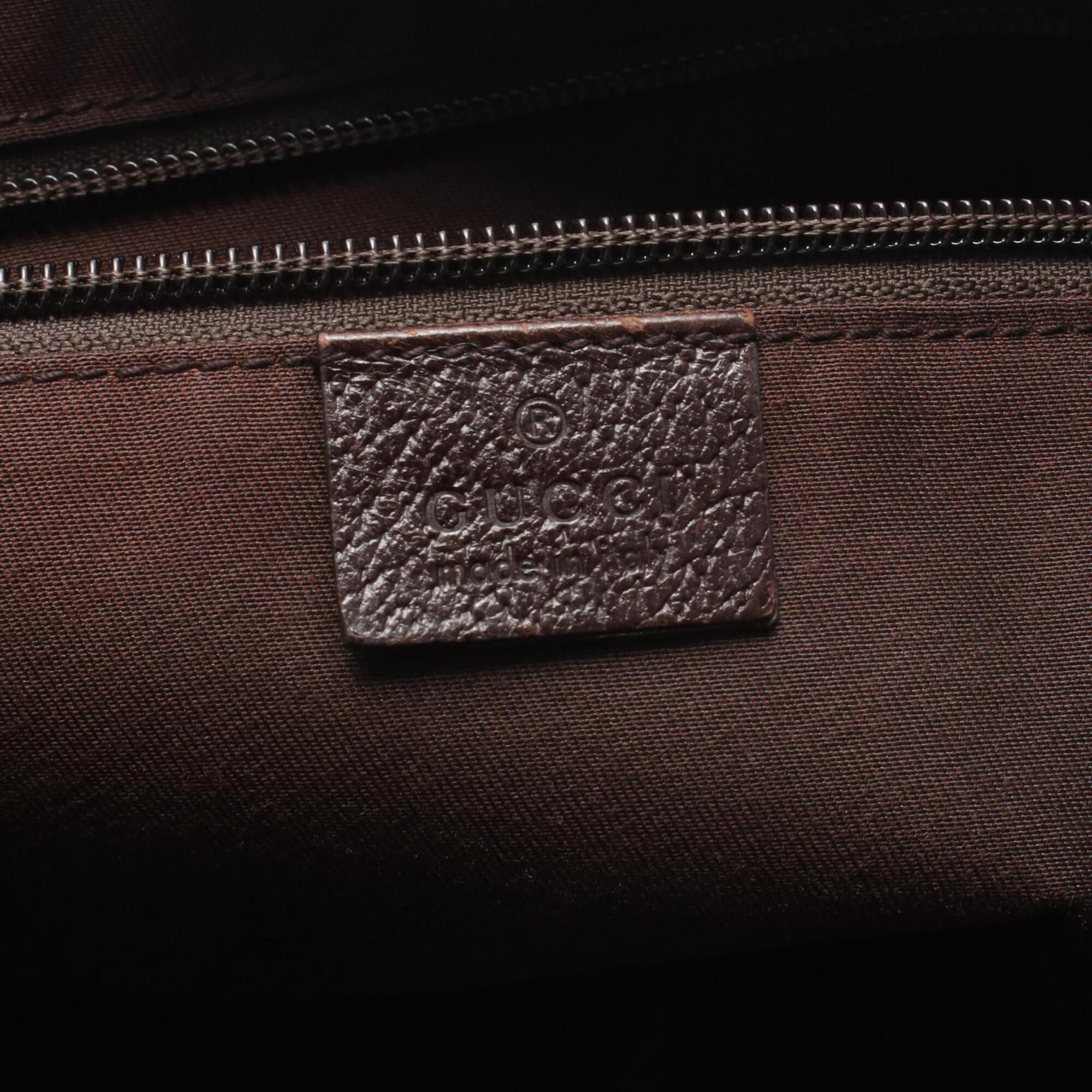 Gucci Beige Brown Canvas Leather Handbag Shoulder Bag (Pre-Owned)